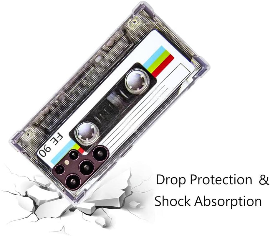 Fateamll Case for Galaxy S22 Ultra, Shockproof Scratchproof with TPU Soft Bumper Retro Cassette Tape Case Compatible with Samsung Galaxy S22 Ultra