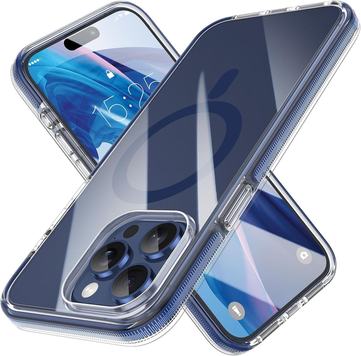MILPROX Compatible with Iphone 15 Pro Max Case - Compatible with Magsafe - Magnetic Clear Trasparent Design - Non-Yellowing Anti-Slip - Shockproof Bumper Phone Cover - White MILPROX Blue