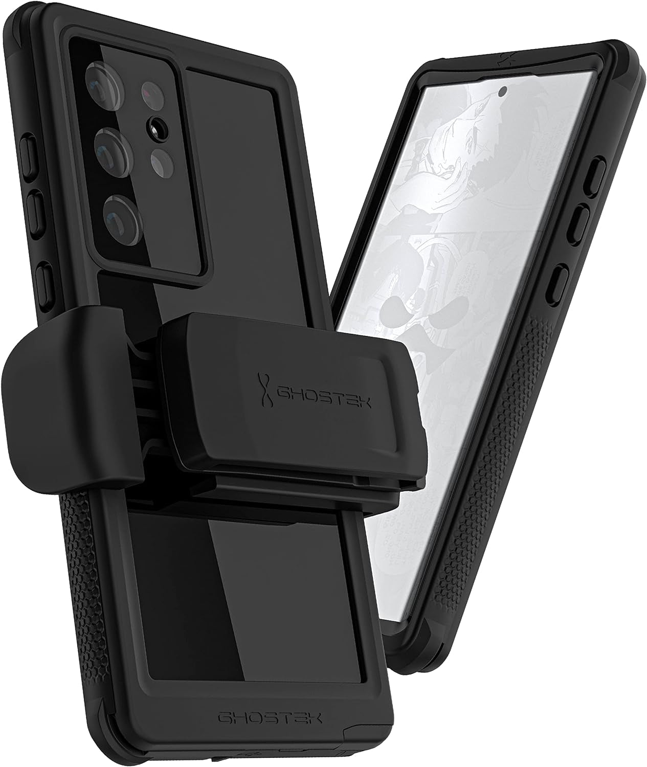 Ghostek NAUTICAL S22 Ultra Waterproof Case with Screen Camera Protector, Belt Clip Holster Heavy Duty Protective Full Body Phone Covers Designed for 2022 Samsung Galaxy S22 Ultra 5G (6.8 Inch) (Clear)