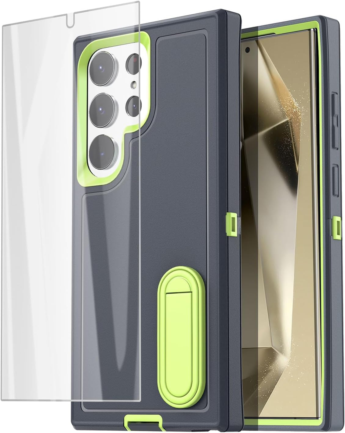 Aicase for Samsung Galaxy S24 Ultra Case with Glass Screen Protector,Heavy Duty Drop Protection Full Body Rugged Shockproof Military Protective Tough Durable Cover for Galaxy S24 Ultra 6.8" 5G 2024_1