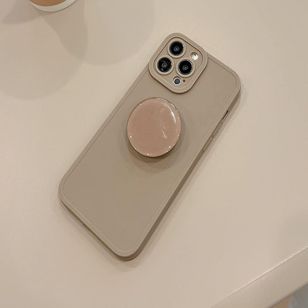 MUYEFW Case for Iphone 15 Pro Case Silicone Women with Ring Stand Holder Kickstand, Girl Cute Gel Rubber Protective Phone Case Cover (Green) MUYEFW Light Gray