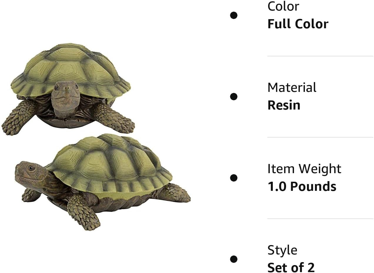 Design Toscano QM91887611 Gilbert the Box Turtle Indoor/Outdoor Garden Decor Animal Statue Set of Two, 57 Inches Wide, 9 Inches Deep, 3 Inches High, Handcast Polyresin, Green Painted Finish Design Toscano