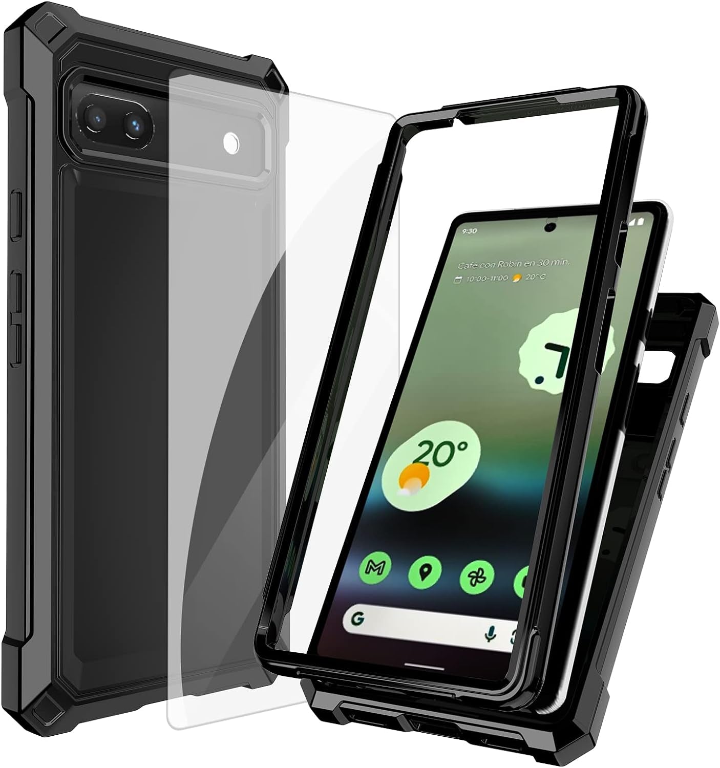 Ailiber Case for Pixel 6A, Google Pixel 6A Phone Case with Screen Protector, 2 Layer Structure Protection, Shockproof Corner TPU Bumper, Heavy Duty Rugged Silicone Phone Cover for Pixel 6A-Blue Pink Ailiber Air-Guard Corners Black