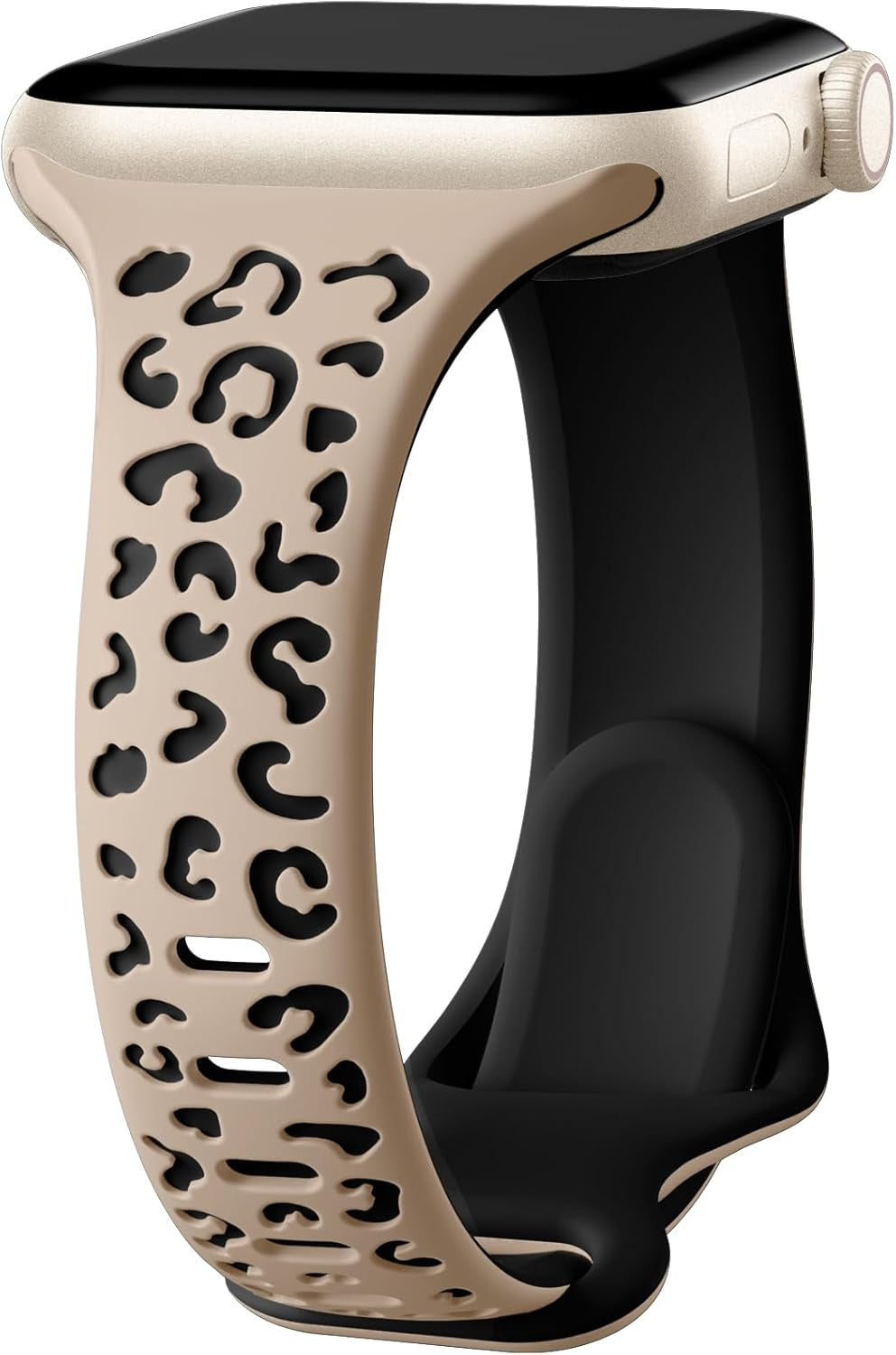 Daqin Slim Leopard Engraved Band Compatible with Apple Watch Bands 40Mm 38Mm 41Mm 44Mm 45Mm 42Mm Women, Soft Silicone Feminie Cheetah Thin Sport Wristbands for Iwatch Bands Series 9 8 7 6 5 4 3 2 1 SE