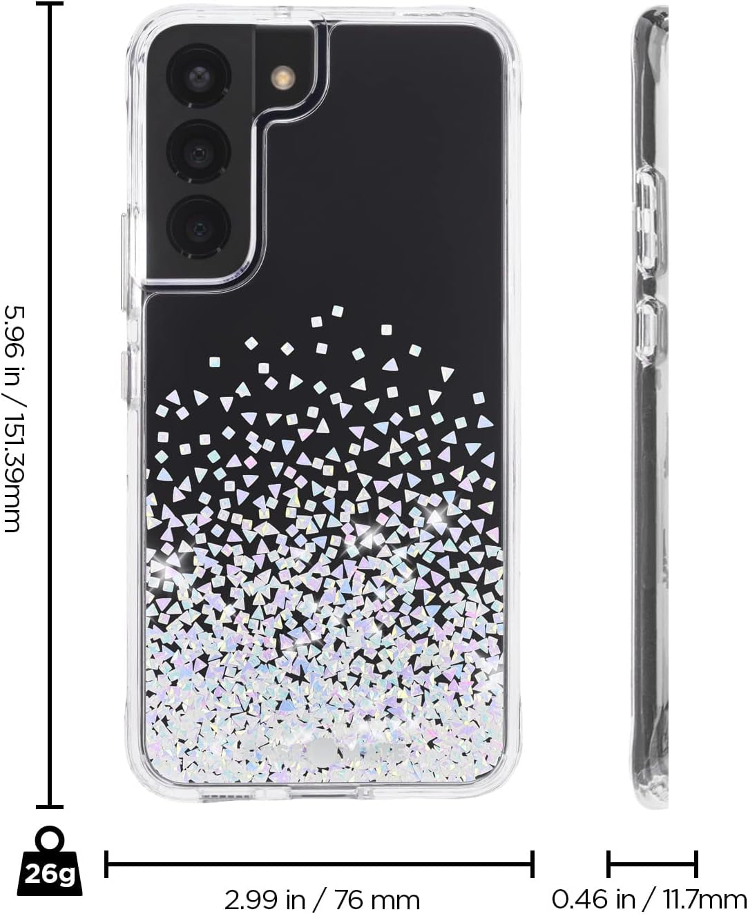 Case-Mate - TWINKLE OMBRE - Case for Samsung Galaxy S22 - Reflective Foil Elements - 10 Ft Drop Protection - 6.1 Inch - Stardust