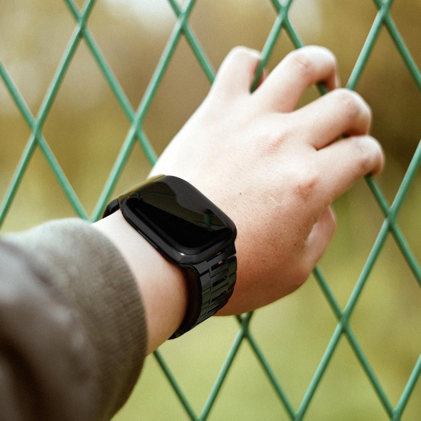 Finestone Metal Band for Apple Watch - Stainless Steel Apple Watch Band Compatible with Apple Watch 41Mm 40Mm 38Mm - Slim Hollow-Out Design Strap for Iwatch Series 9/8/7/6/5/4/3/2/1 SE Women Men Black