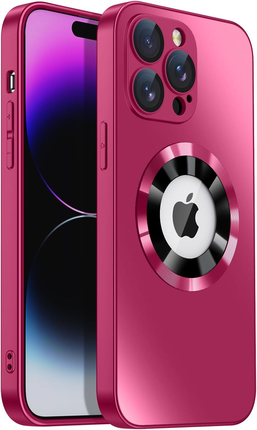 LEKEVO for Iphone 14 Pro Max Case, Compatible with Magsafe, Built-In Camera Lens Protector, Logo View, Magnetic Shockproof Slim Thin Phone Cover, Black LEKEVO Burgundy
