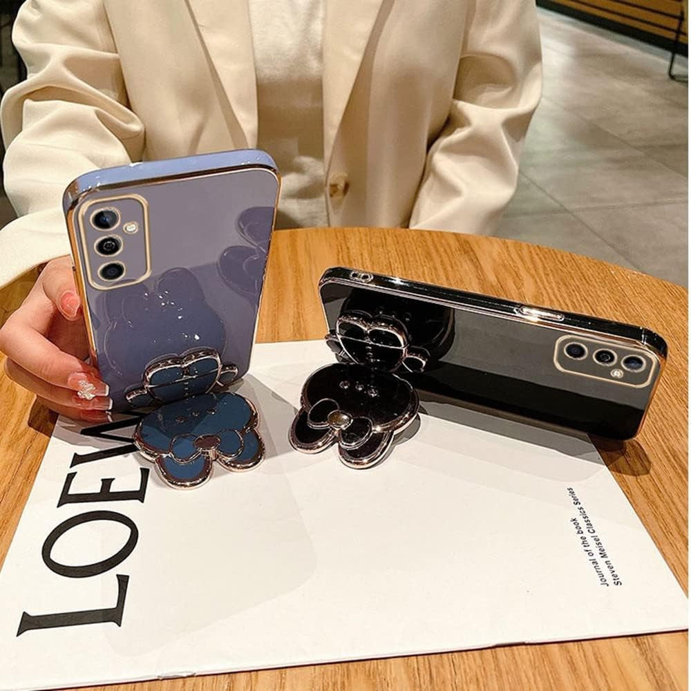 For Samsung Galaxy A53 5G Case for Women Girls Cute Hidden Rabbit Bunny Kickstand,Plating Glitter Girly Soft Silicone Mirror Phone Case with Camera Cover for Samsung Galaxy A53 Pink