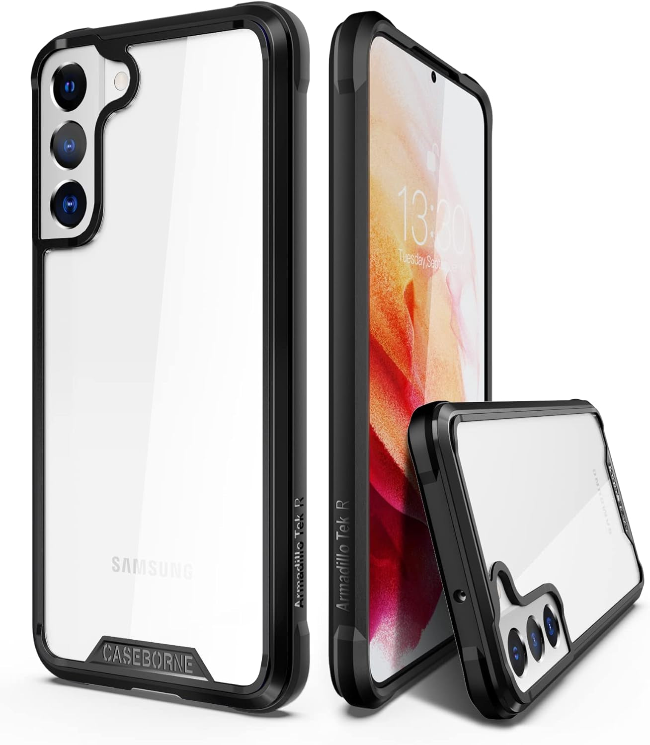 Caseborne R Compatible with Samsung Galaxy S22+Plus 5G Case - Shockproof Protective Clear, Military Grade 12Ft Drop Tested, Durable Aluminum Frame, Anti-Yellowing Technology - Black