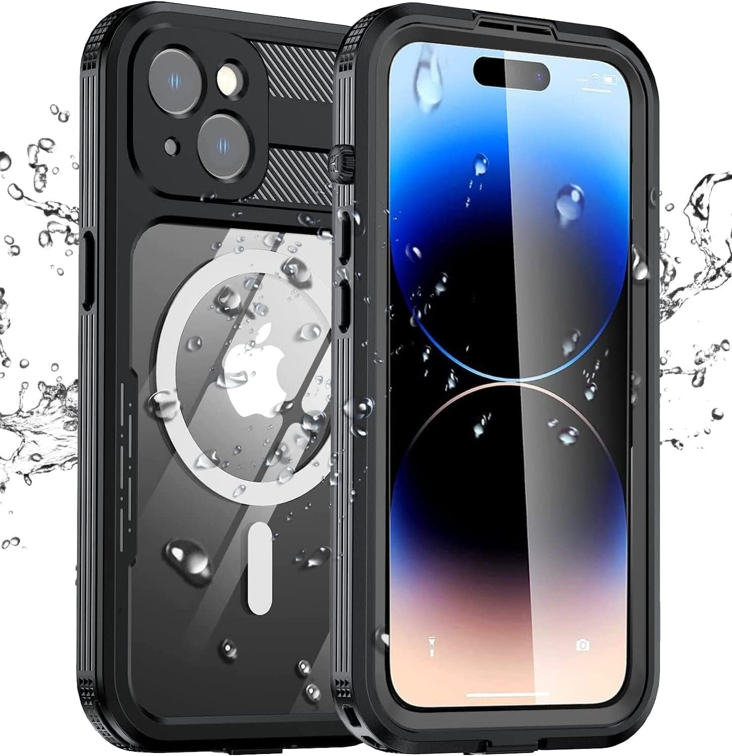 Ezanmull Iphone 14 Pro Waterproof Case, with Built-In Screen Protector Dustproof Shockproof Dropproof Case, Rugged Full Body Underwater Protective Cover for Iphone 14 Pro 6.1" - Clear/Black Ezanmull Clear/Black Iphone 14 6.1