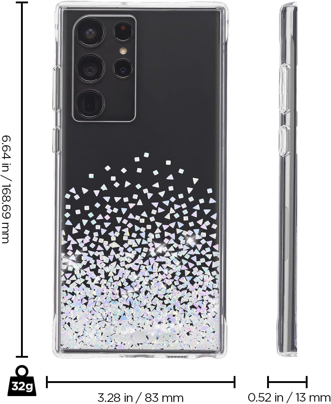 Case-Mate - TWINKLE OMBRE - Case for Samsung Galaxy S22 Ultra - Reflective Foil Elements - 10 Ft Drop Protection - 6.8 Inch - Stardust