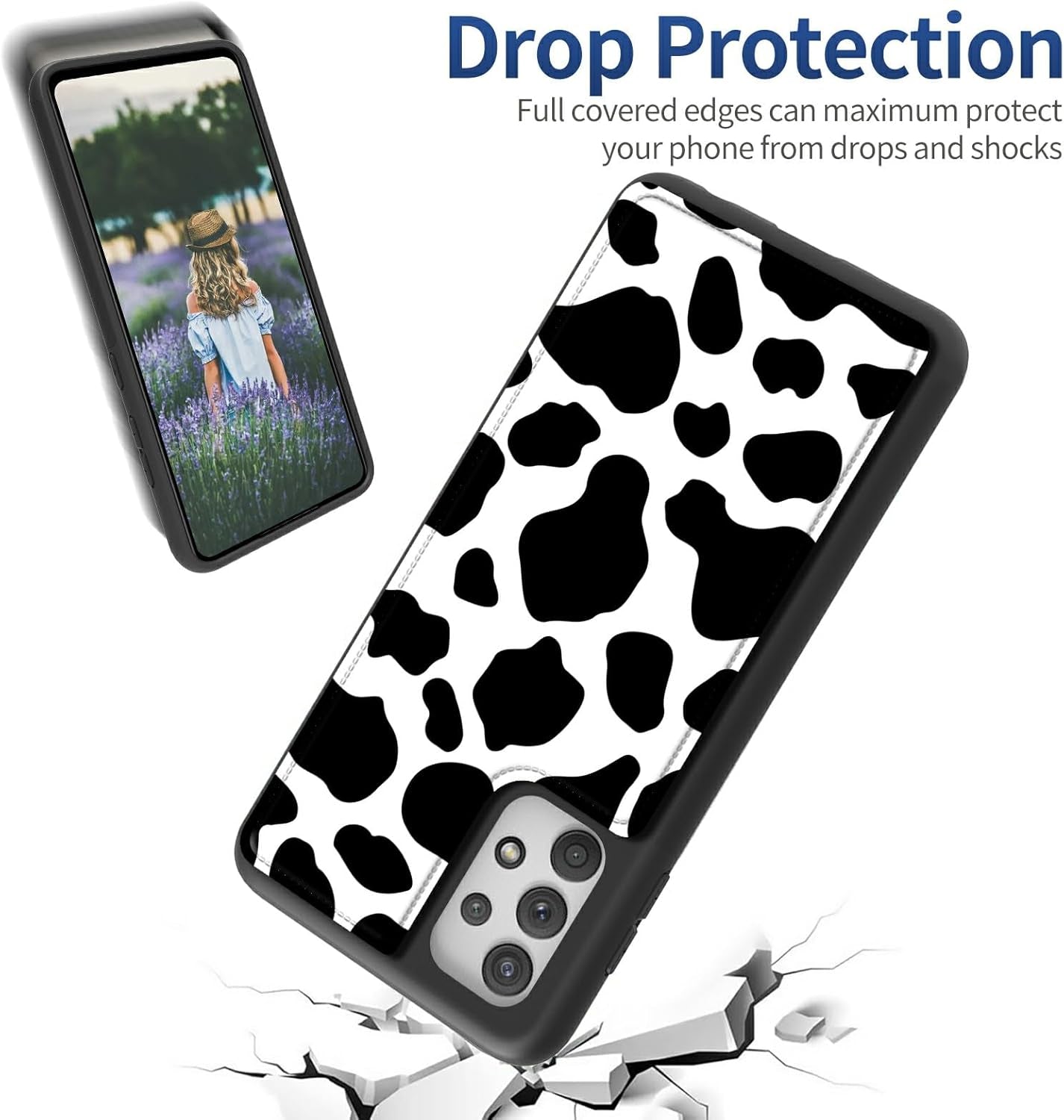 Case for Samsung 53 5G 6.5" Wallet Phone, Credit Card Holder Slots Cover & Hard PC Shockproof Soft Silicone Dual Layer Protection Flip Case for Samsung Galaxy A53 5G 2022, Cow Print