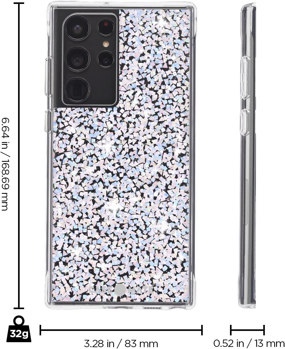 Case-Mate - TWINKLE - Case for Samsung Galaxy S22 Ultra - Reflective Foil Elements - 10 Ft Drop Protection - 6.8 Inch - Stardust