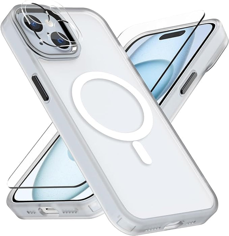 3 in 1 for Iphone 15 Pro Max Case - Magnetic - Clear - Compatible with Magsafe Ring - Not-Yellowing - Strong Magnetic Case - Clean Cover with 1 Glass Screen 1 Camara Lens Protectors Included Guangzhou Pinjun Electronics Co., Ltd.