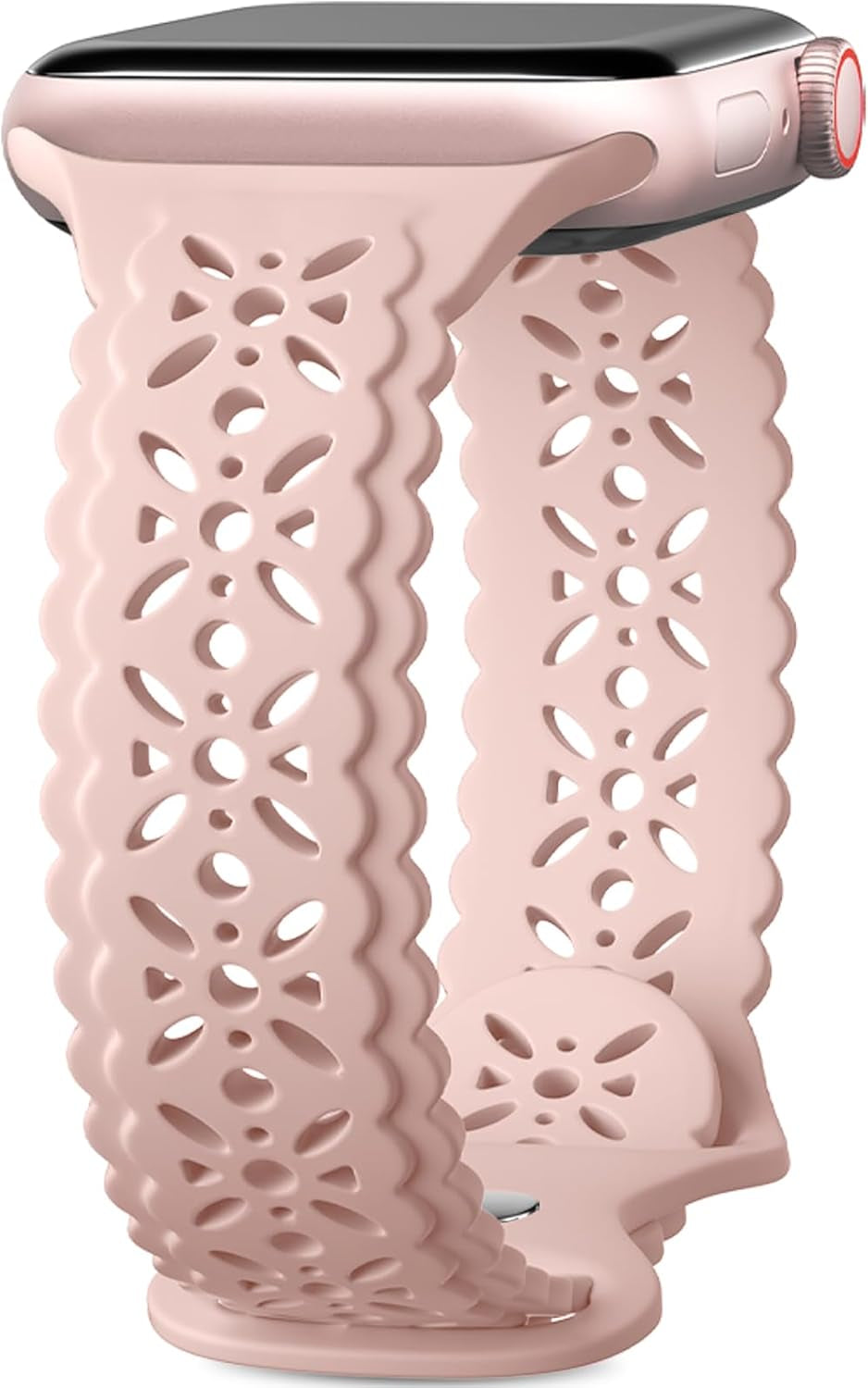 Getino Lace Silicone Band Compatible with Apple Watch Bands for Women 40Mm 41Mm 38Mm 44Mm 45Mm 42Mm 49Mm, Breathable Hollow-Out Sport Strap Slim Thin Bands for Iwatch SE Series 9 8 7 6 5 4 3 2 1 Ultra