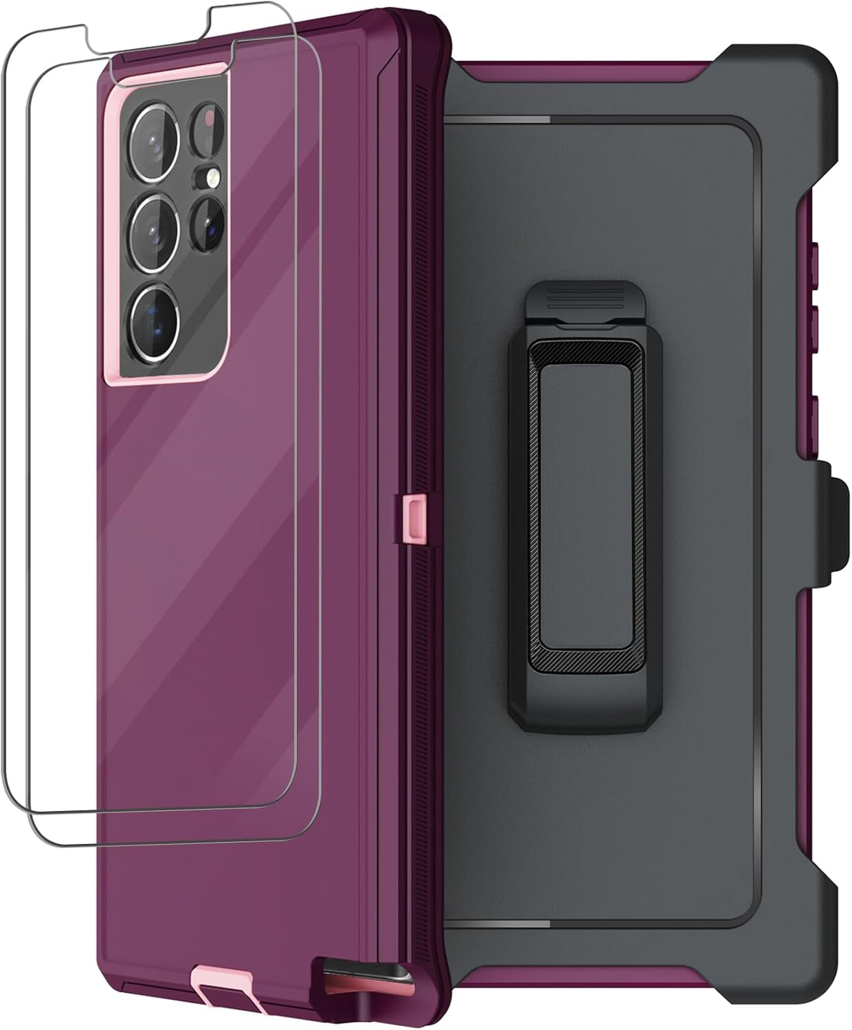 For Samsung Galaxy S22 Ultra Case with Belt Clip Holster, 2X Screen Protector, Military Grade Protection Heavy Duty Full Body Shockproof Rugged Protective Cover for Samsung S22 Ultra 5G (Orange)