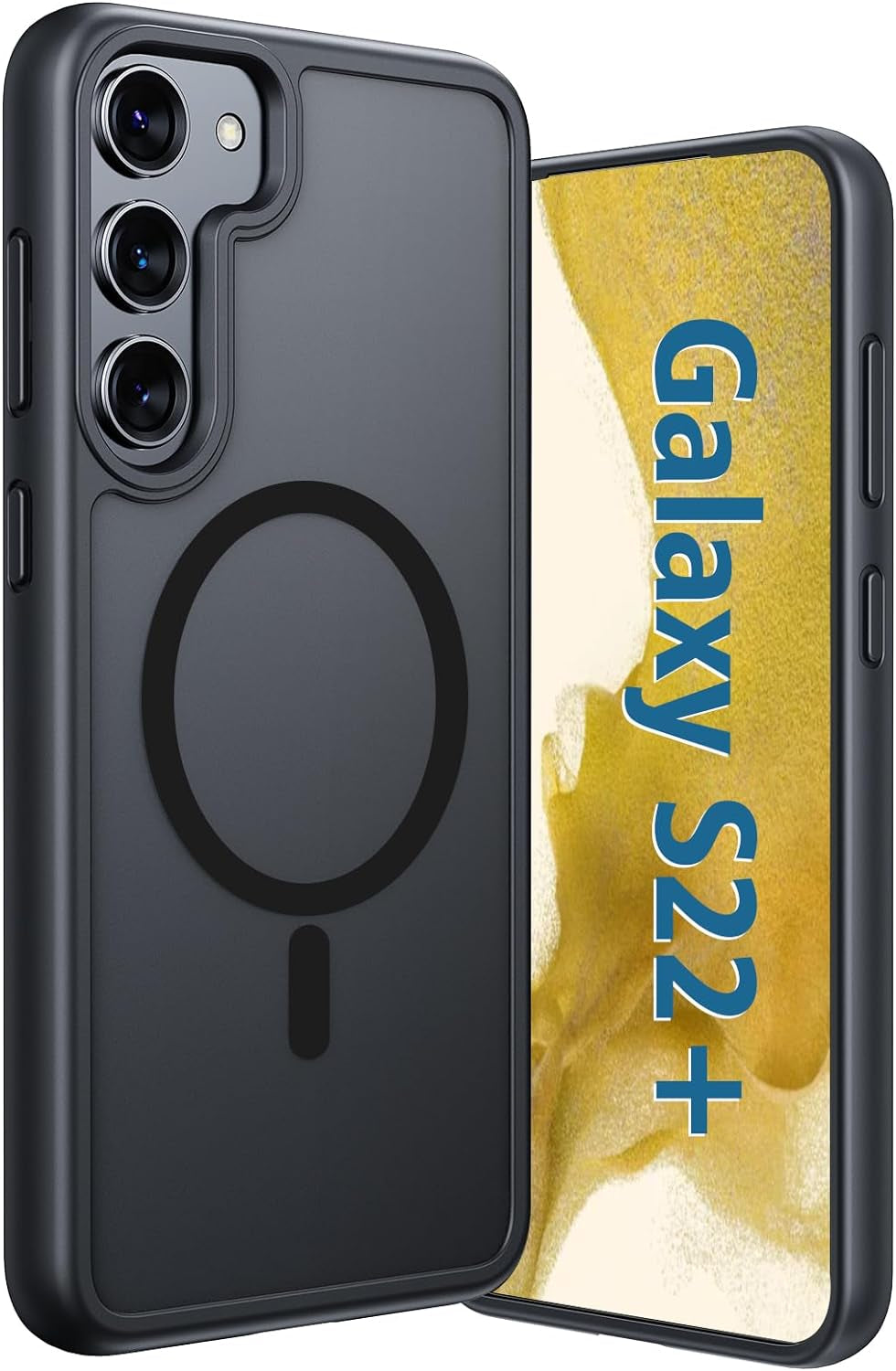 For Samsung Galaxy S22 plus Mag-Safe Case,Slim Shockproof Protective Cover with Magnetic,Frosted Hard Back Soft Silicone TPU Bumper Phone Case Compatible Galaxy S22 plus 6.6Inch,Clear