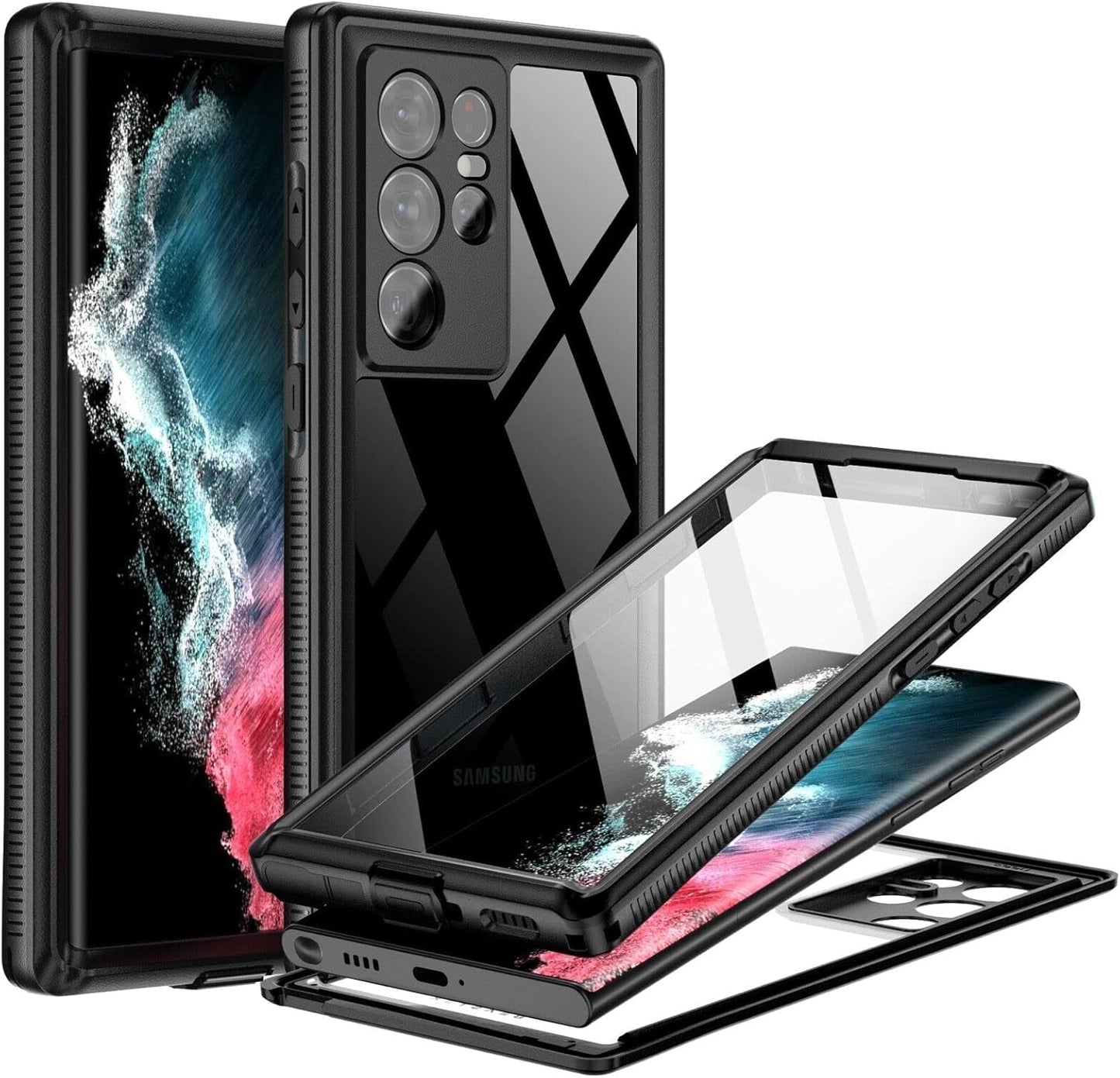 BEASTEK Waterproof Case for Samsung Galaxy S22 Plus, TRE Series, IP68 Shockproof Case with Built-In Screen Protector Full Body Protective Cover, Galaxy S22 plus 6.6 Inch (Teal/Clear)