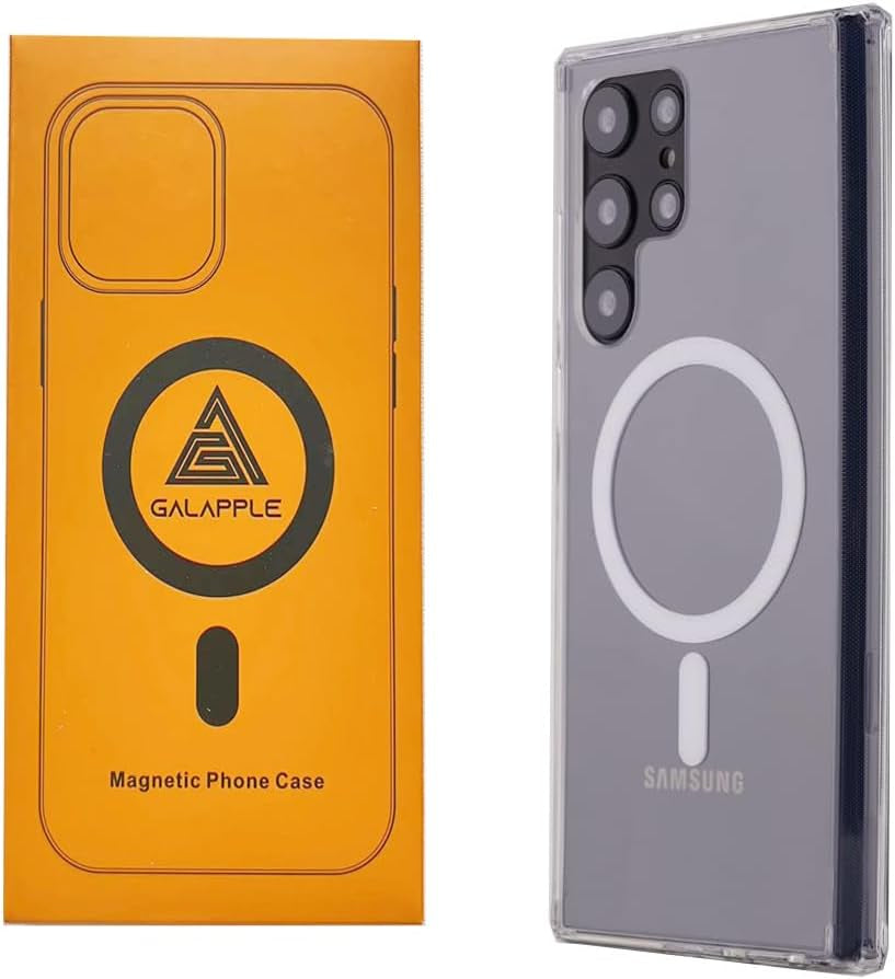 GALAPPLE Samsung Galaxy S22 Ultra Case Magnetic Clear Slim Bumper Compatible with Magsafe Card Wallet& Wireless Chager, Screen & Camera Protection Shockproof Case for Galaxy S22 Ultra Case