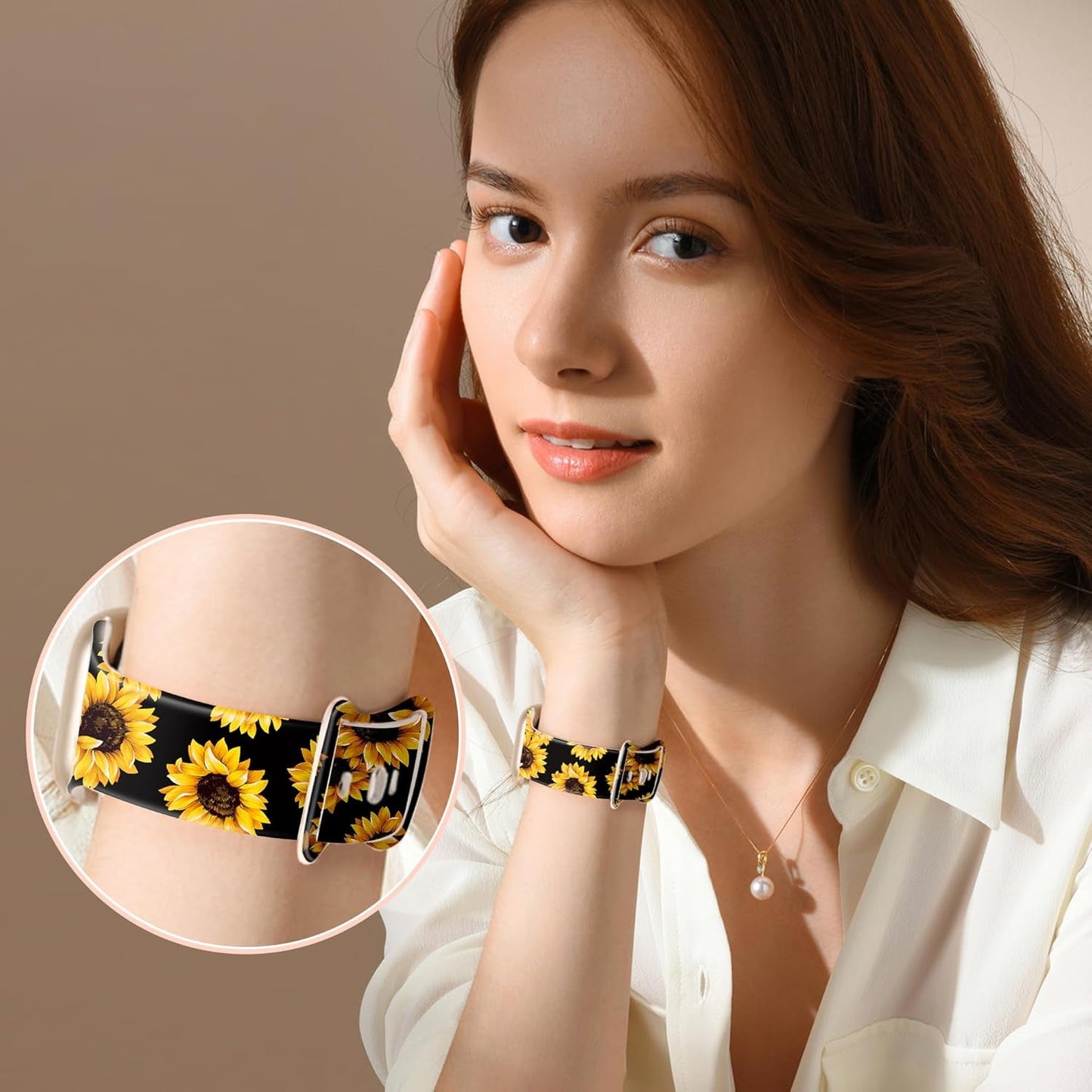 2 Pack Silicone Floral Band for Apple Watch Bands 41Mm 40Mm 38Mm for Women, Cute Flower Printed for Iwatch Bands, Fancy Dressy Soft Sport Strap for Apple Watch Band Series 9 8 7 SE 6 5 4 3