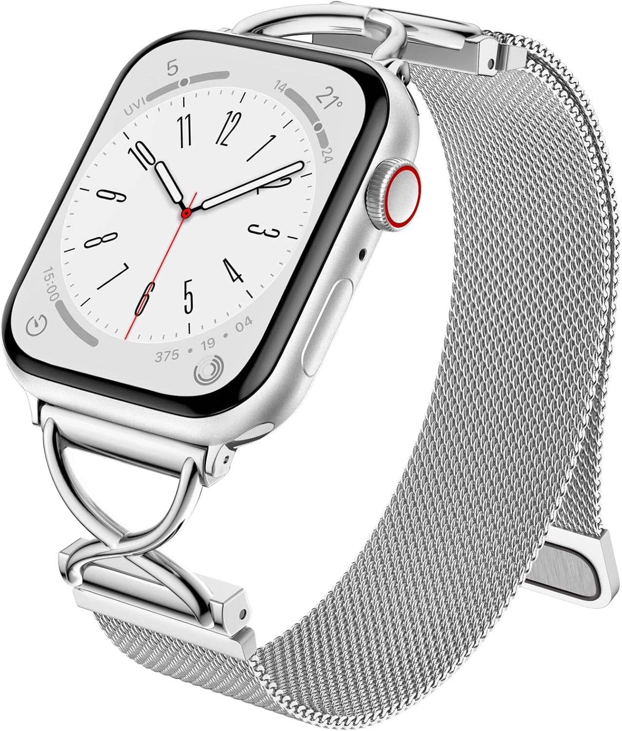 Dirrelo Metal Band Compatible for Apple Watch Bands for Women 40Mm 41Mm 38Mm 44Mm 45Mm 42Mm 49Mm, Mesh Magnetic Strap with X-Shape Stainless Steel Clasp for Iwatch Ultra 2, Series 9/8/7/6/5/4/3/2/1/SE