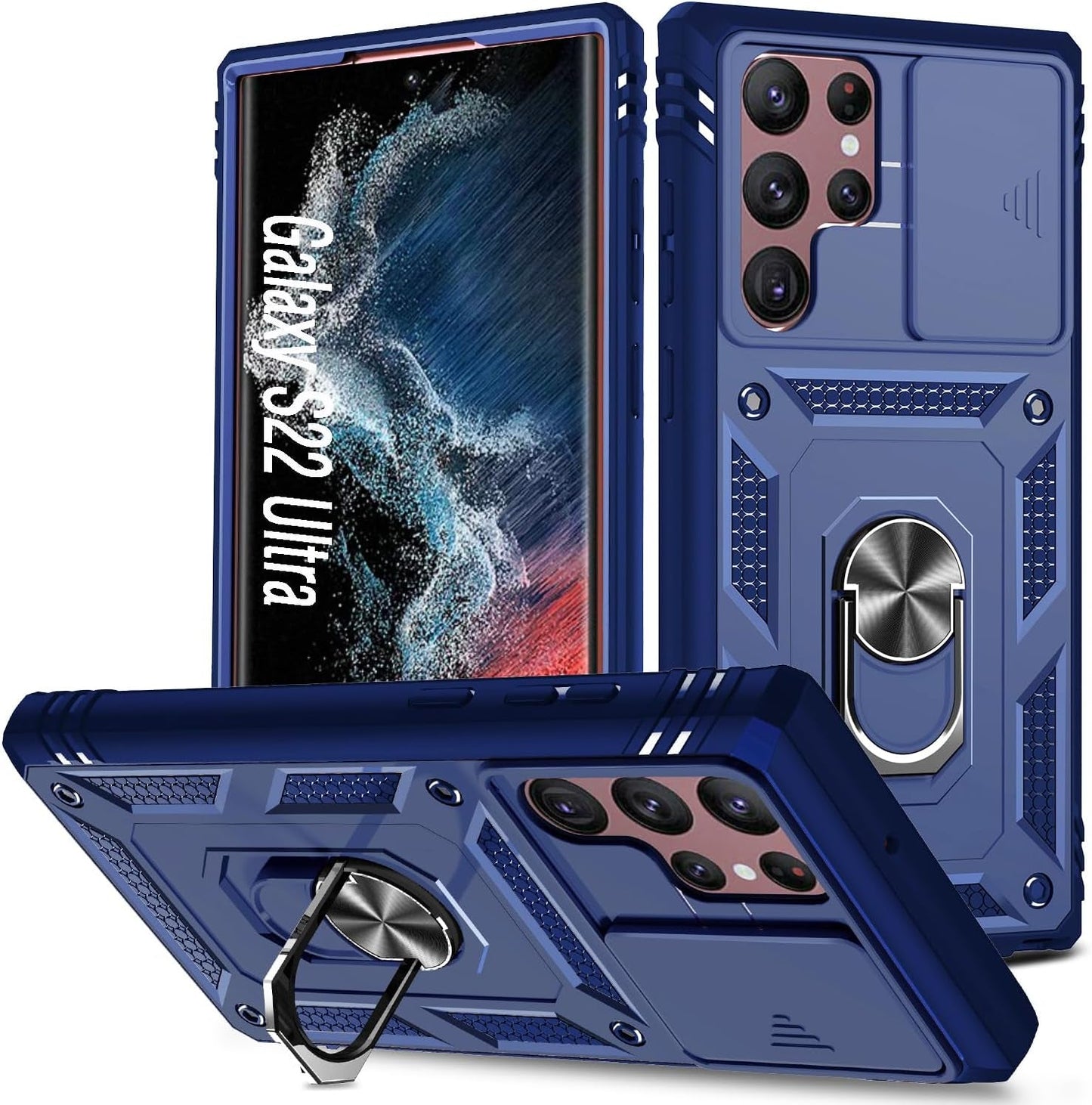 Case for Galaxy S22 Ultra, Shockproof Impact Resistant with Slide Lens Protective Cover Case for Samsung Galaxy S22 Ultra 4G/5G 6.8" (Green)