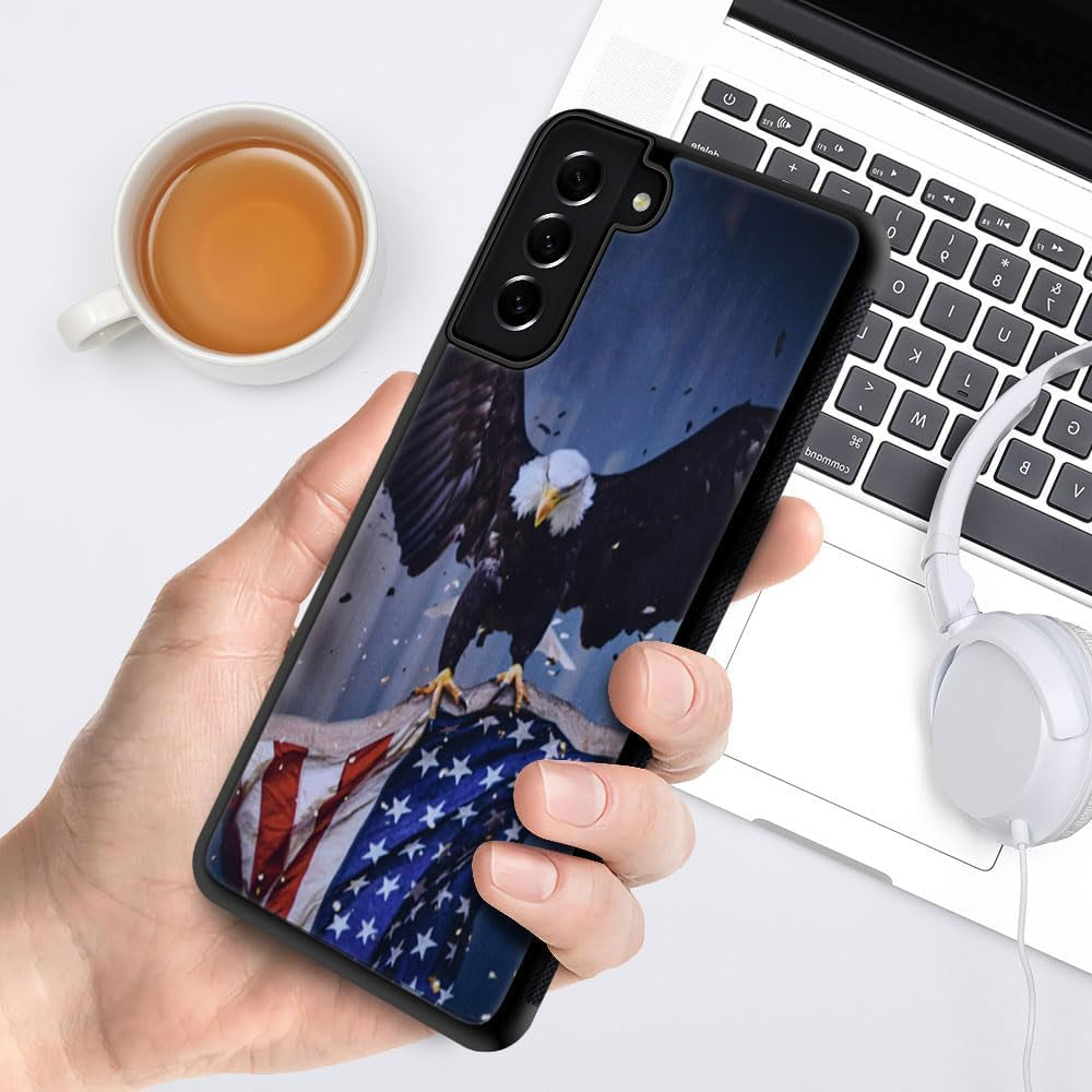DJSOK Case Compatible with Samsung Galaxy S22 plus Case, American Flag Eagle Pattern Design Pattern Back+Soft Silicone Protective Case