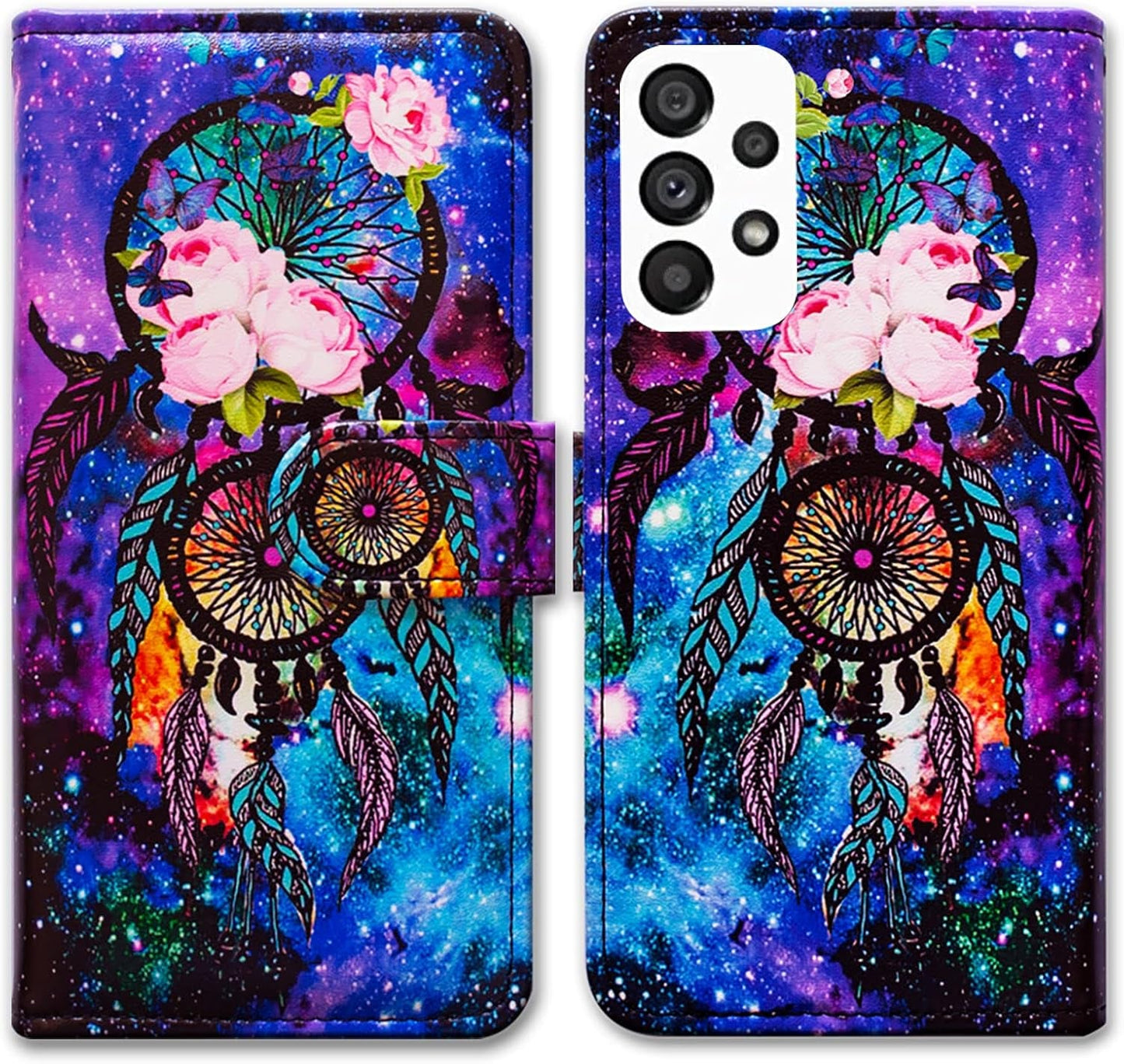 Bcov Galaxy A53 Case, Black Bird Green Leather Flip Phone Case Wallet Cover with Card Slot Holder Kickstand for Samsung Galaxy A53 5G