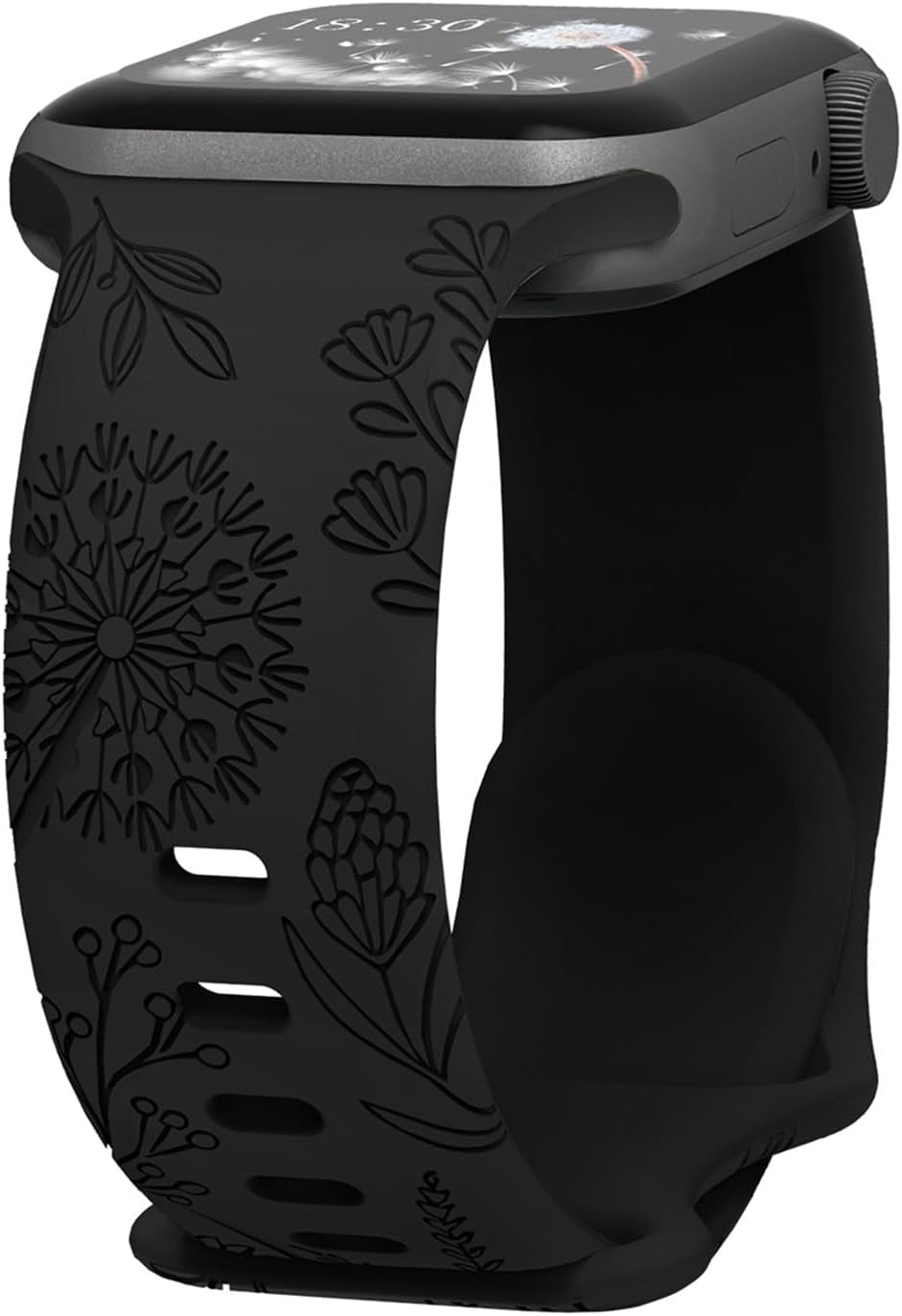 Floral Engraved Sport Bands Compatible with Apple Watch Band 40Mm 41Mm 38Mm 42Mm 44Mm 45Mm 49Mm, Soft Silicone Embossed Cute Wildflowers Sport Laser Strap for Iwatch Series 9 8 7 6 5 4 3 2 1 SE Ultra 2 Ultra Women Men