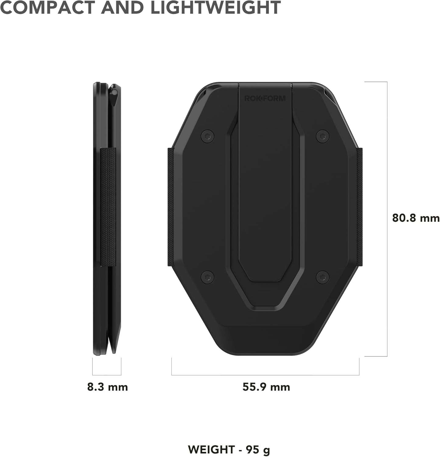 Rokform - Fuzion Magnetic Aluminum Wallet with Stand, Designed for Mag Safe Compatible Phone Cases (Black)