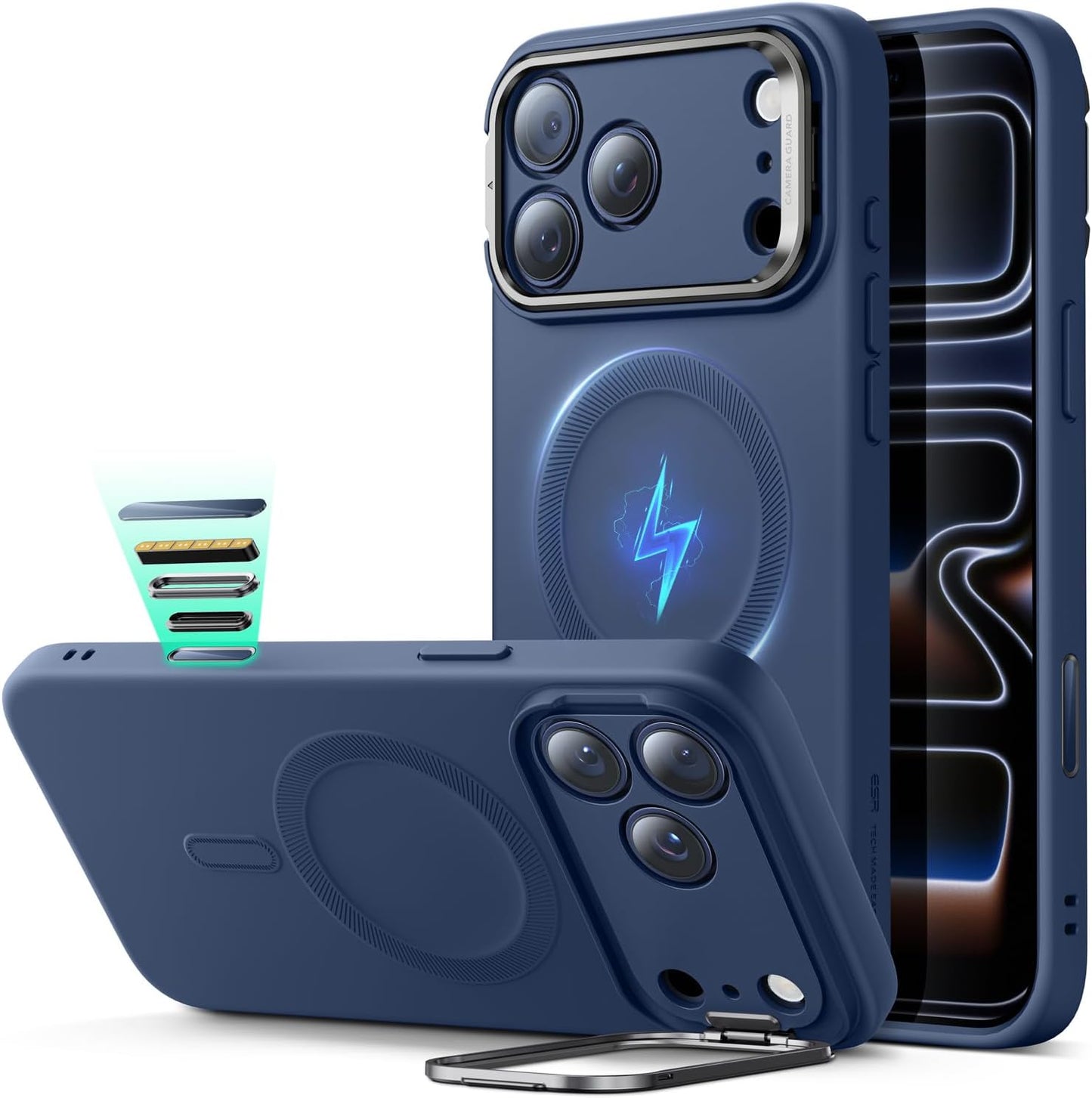 ESR for Iphone 17 Pro Max Case with Stash Stand, Camera Control Cover Compatible with Magsafe, Military-Grade Drop Protection Phone Case for Iphone 17 Pro Max, Scratch-Resistant Back Cover, Clear