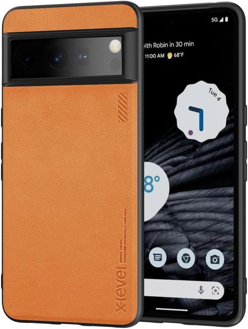 X-Level Google Pixel 8 Pro Case Drop Protective Thin Dual Layer Shockproof Bumper Phone Cases Full Body Rugged Hard PC Back Anti-Scratch Microfiber Surface with Grip with Soft Edge Slim Cover-Blue pipilu Brown Pixel 8 Pro