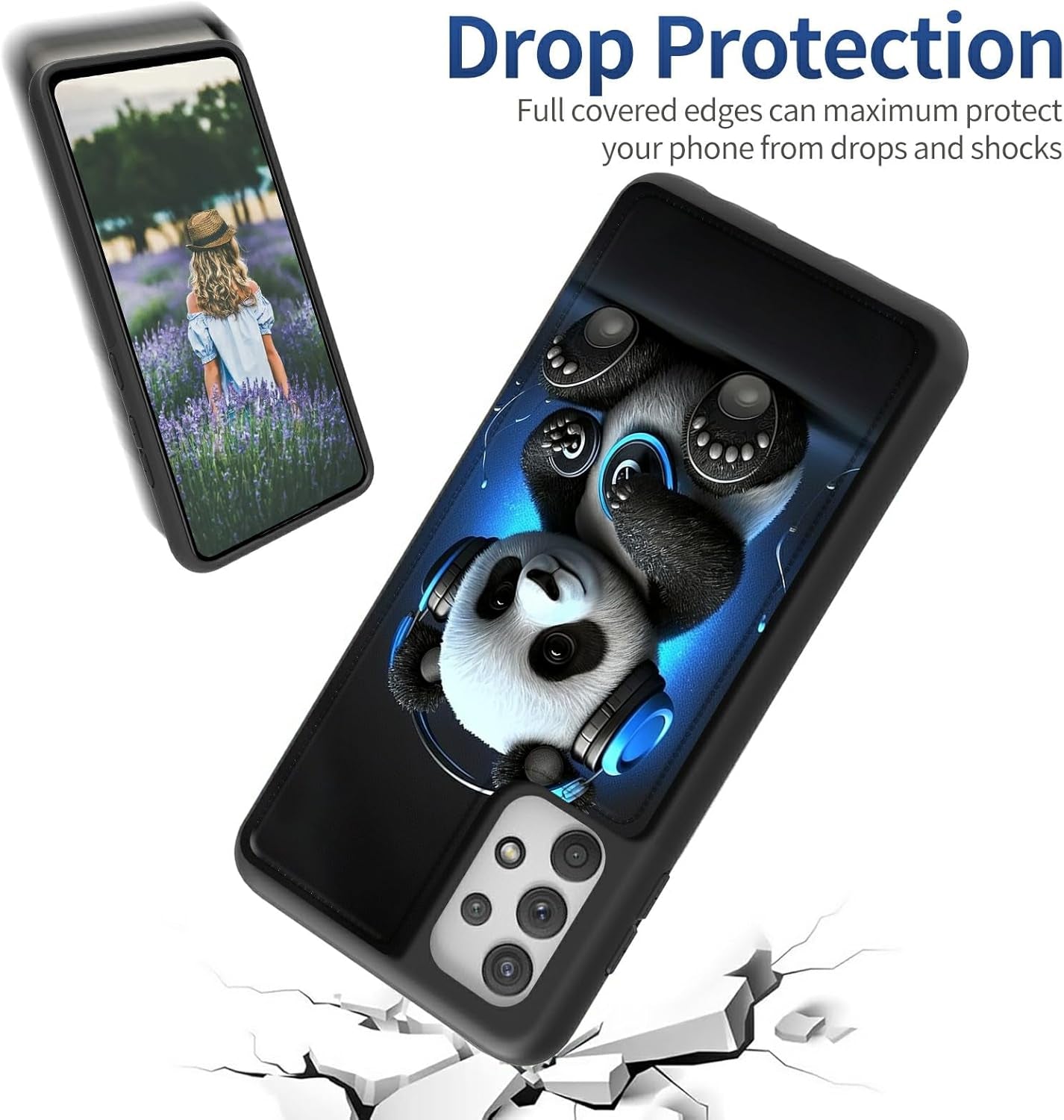 Case for Samsung 53 5G 6.5" Wallet Phone, Credit Card Holder Slots Cover & Hard PC Shockproof Soft Silicone Dual Layer Protection Flip Case for Samsung Galaxy A53 5G 2022, Panda