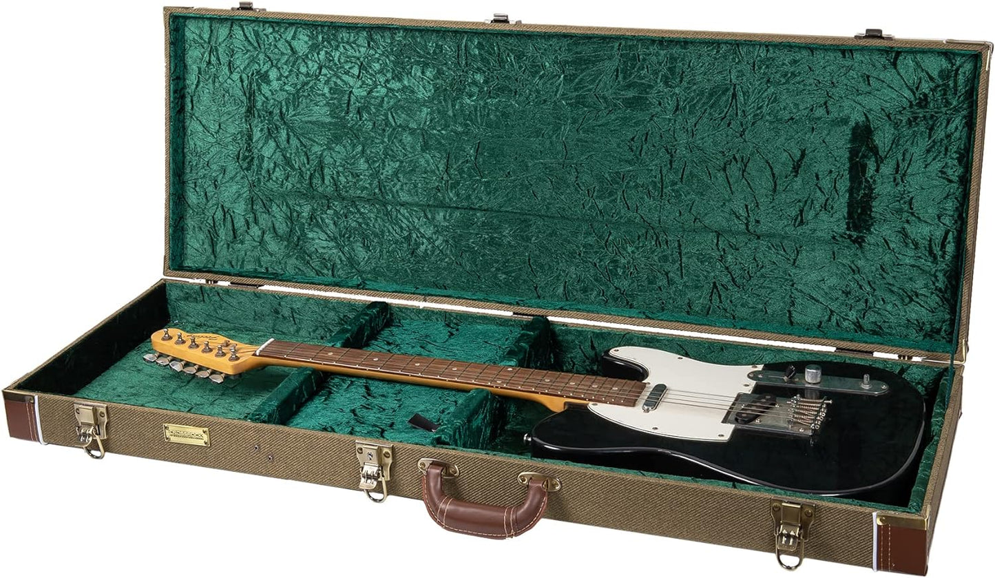 Crossrock Hard-Shell Wood Case for Les Paul Electric Guitars with Removable Shoulder Straps-Tweed(Crw700Ltw) Crossrock Green Electric
