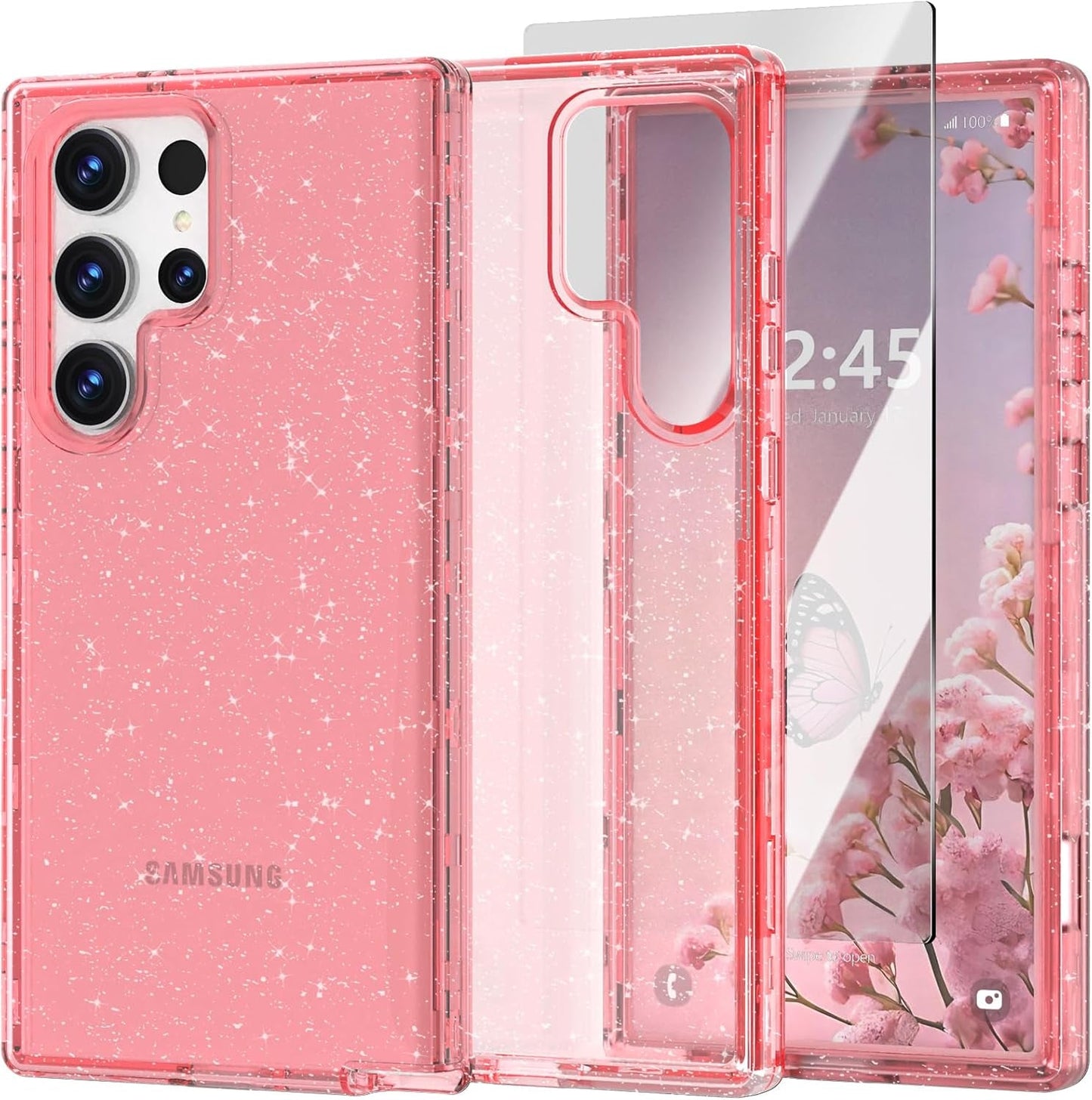 ACKETBOX for Samsung Galaxy S23 Ultra Case,Glitter Clear Case S23 Ultra,Shockproof Bumper Protective Phone Cover,Designed for Samsung Galaxy S23 Ultra 5G 6.8 Inch(Clear Bling)