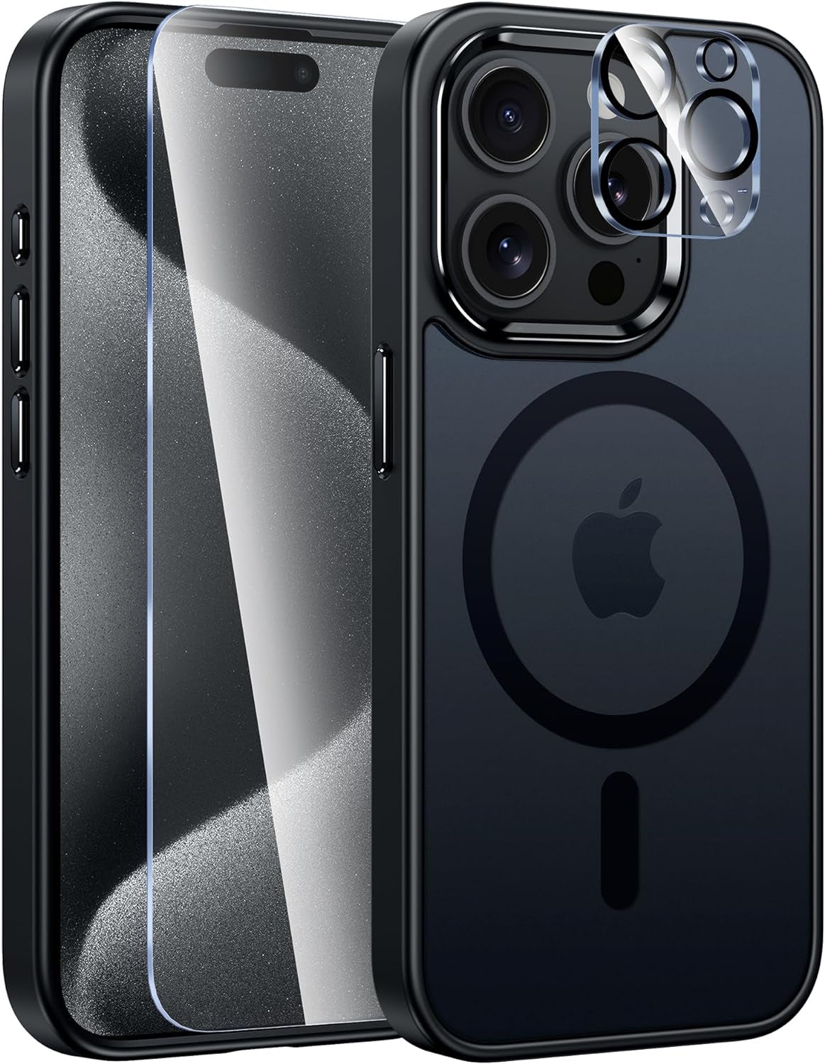 FNTCASE for Iphone 15 Pro Case: Strong Magnetic Slim Translucent Matte Case | Military-Grade Rugged Shockproof Drop Protection & Anti-Fingerprint Lightweight Thin Frosted Cell Phone Cover FNTCASE Black