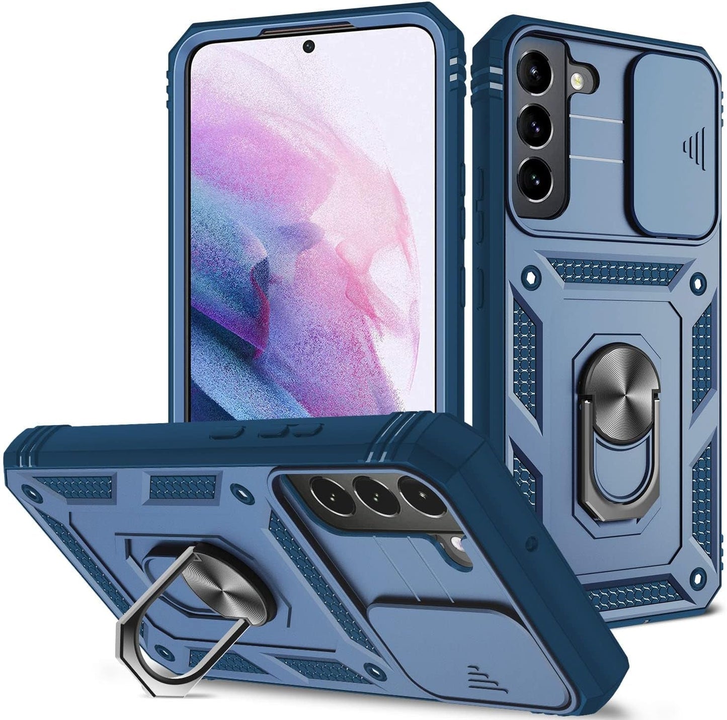 Case for Galaxy S22 Plus, Camera Cover Phone Case with Rotation Ring Stand for Samsung Galaxy S22 plus - Green