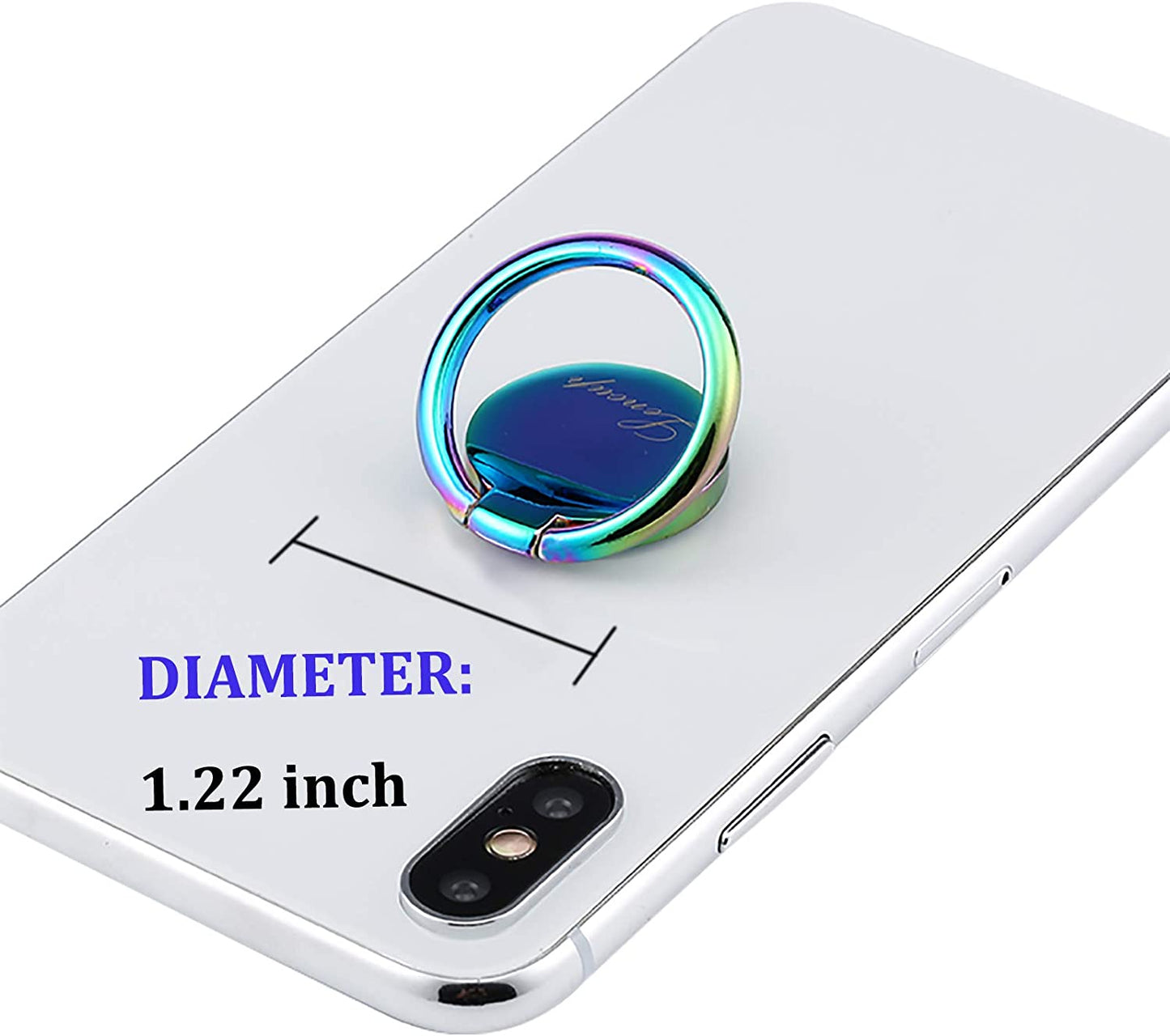 Lenoup Rainbow Cell Phone Ring Stand Holder,Blue Multicolor Ring Grip Kickstand,360 Rotation Metal Finger Ring for Almost All Phones,Pad lenoup