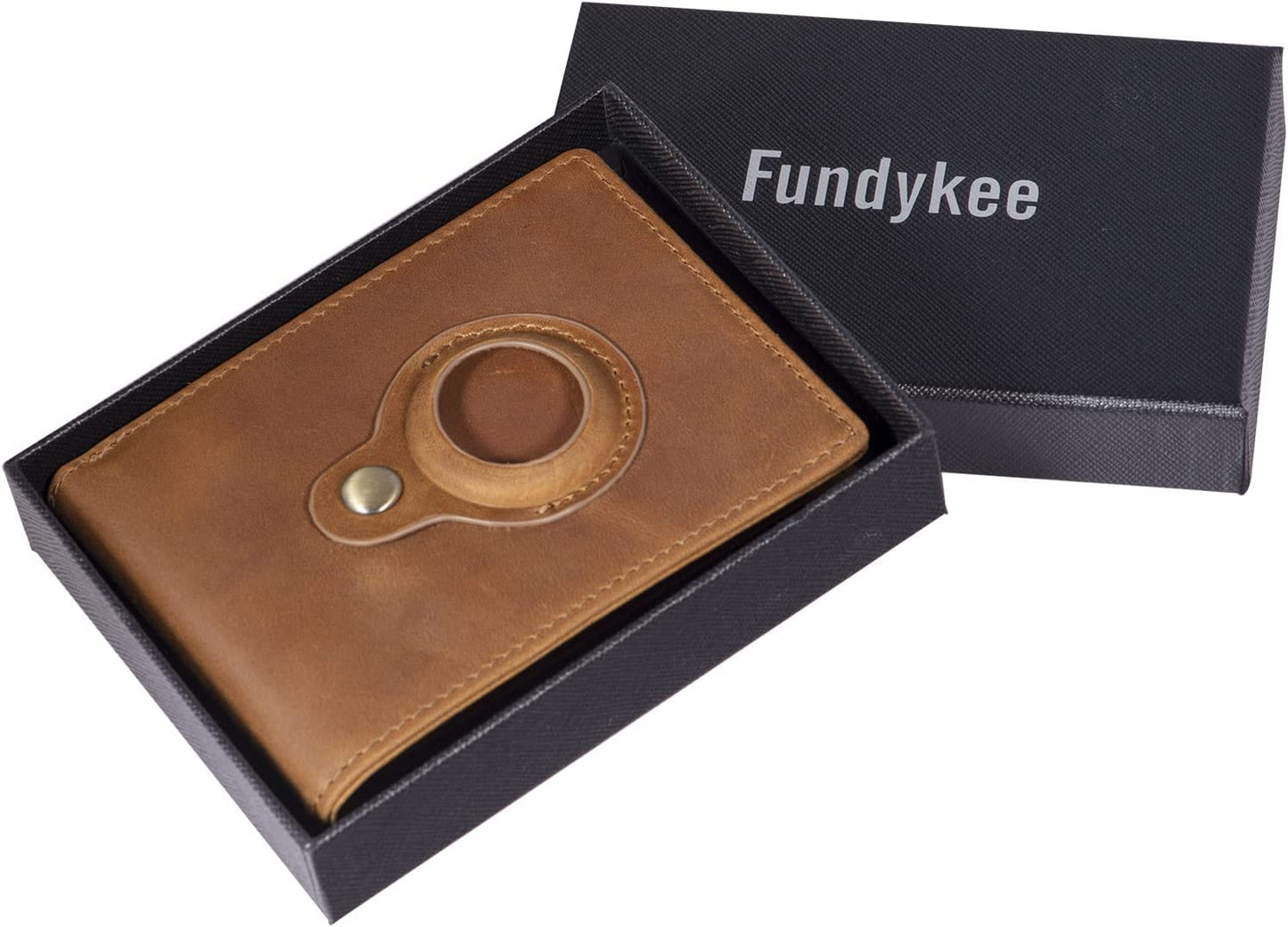 Airtag Wallet Case Leather Bifold Wallet for Air Tag GPS Tracker RFID Slim Front Pocket Wallet for Men (Leather Bifold Wallet) Fundykee