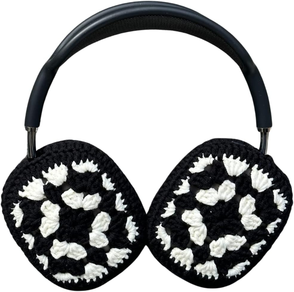 Apple Airpods Max Crochet Headphone Covers, Cute Airpods Max Case for Apple Headphones (Strawberry) ggümm studio Black & White