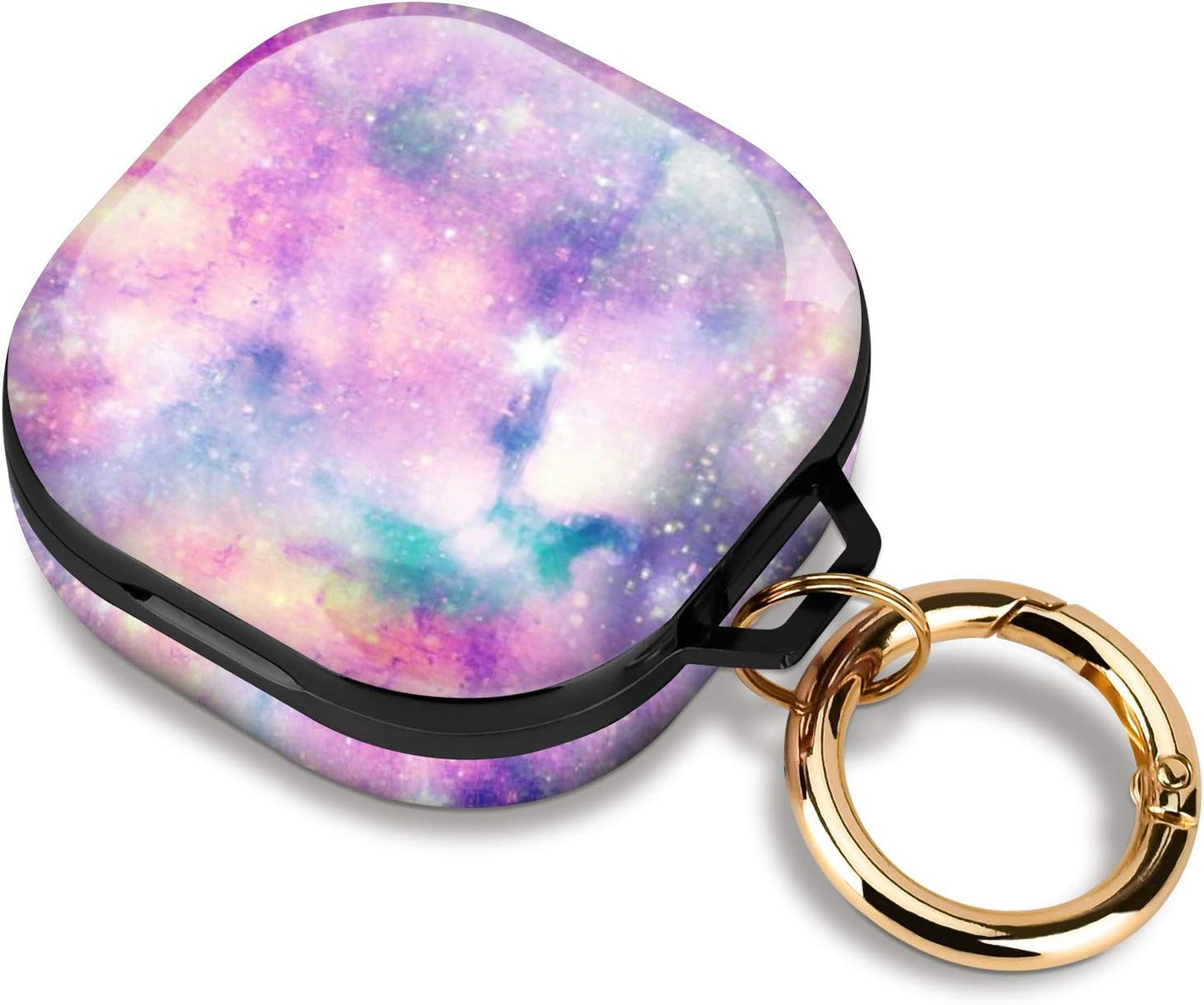 Newseego Compatible with Samsung Galaxy Buds 2 Case (2021)/Galaxy Buds Pro Case/Galaxy Buds Live Case Cover Pink Marble Hard Protective Cover Case with Metal Keychain for Girls Women-Black Abstract Newseego Starry Sky