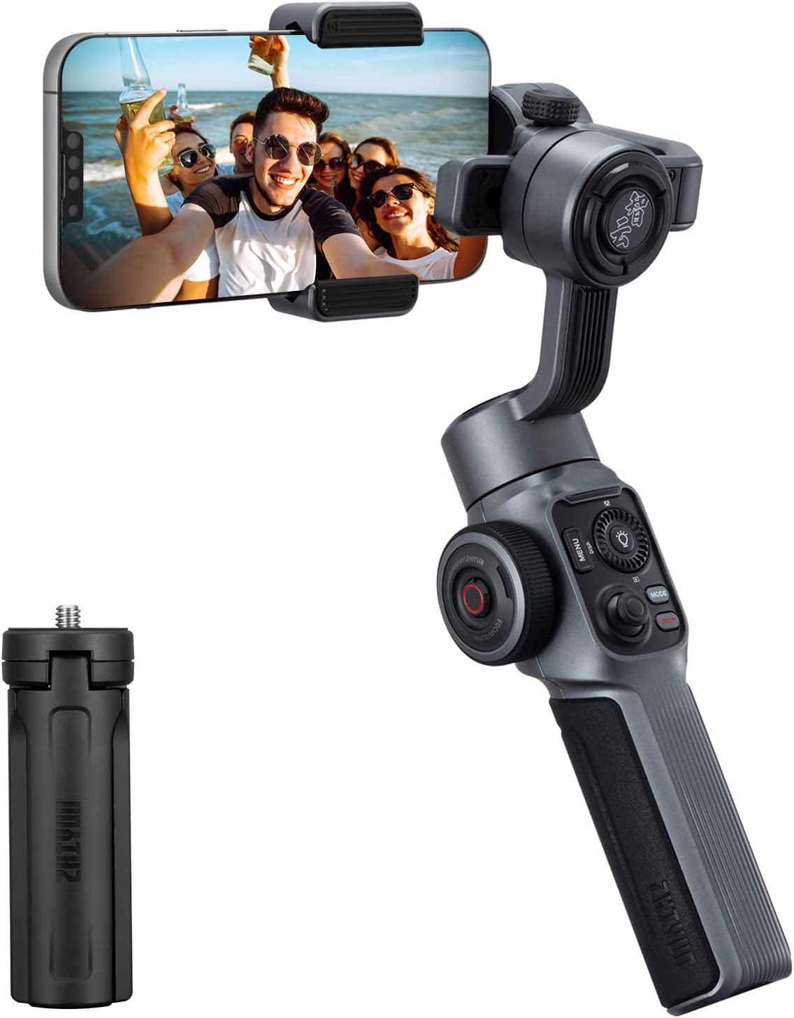 Zhiyun Smooth 5S Professional Gimbal Stabilizer for Smartphone, Handheld 3-Axis Phone Gimbal, Portable Stabilizer for Vlogging, Youtube, Tiktok, Live Video Compatible with Iphone and Android - White ZHIYUN Gray