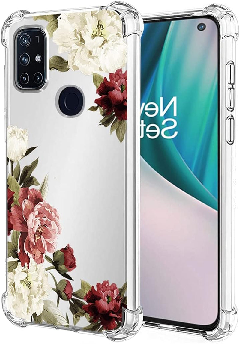 Vavies Compatible with Oneplus Nord N10 5G Case, Oneplus Nord N10 5G Phone Case for Girls Women, Full Body Shockproof Clear Soft Flexible TPU Protective Cover Cases for Oneplus Nord N10 5G (Blue) Vavies Blossom Flower