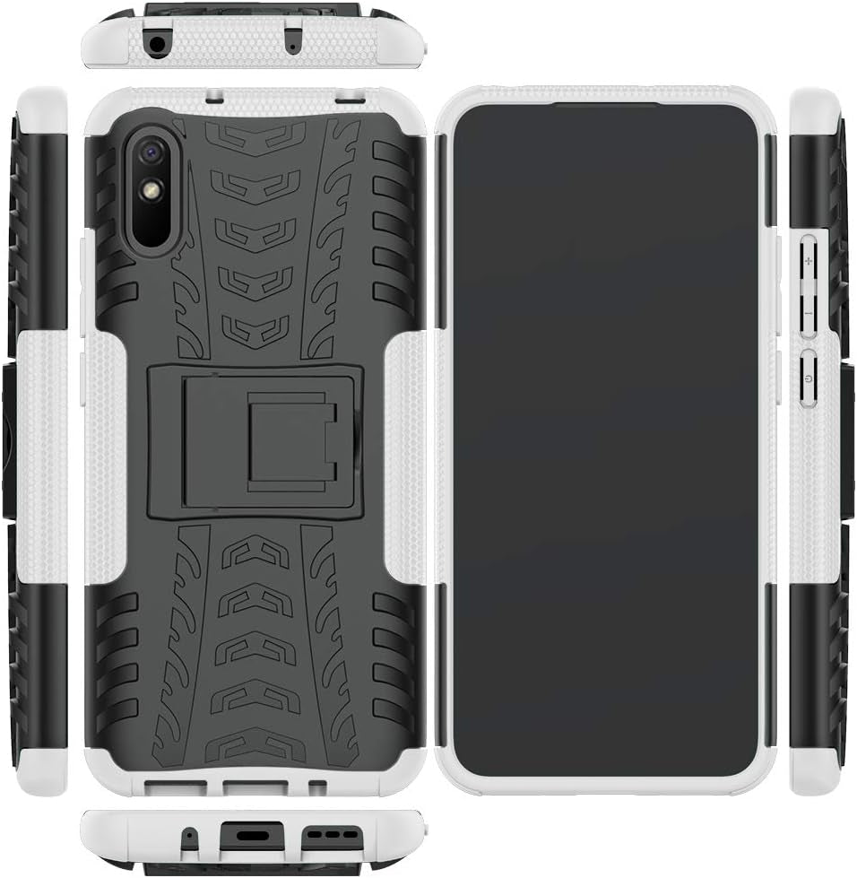 Jielangxin Keji Case for Xiaomi Redmi 9A Case Cover,Case for Xiaomi Redmi 9A M2006C3LG M2006C3LC Case Shockproof Mobile Phone Case Stand Black Jielangxin Keji White