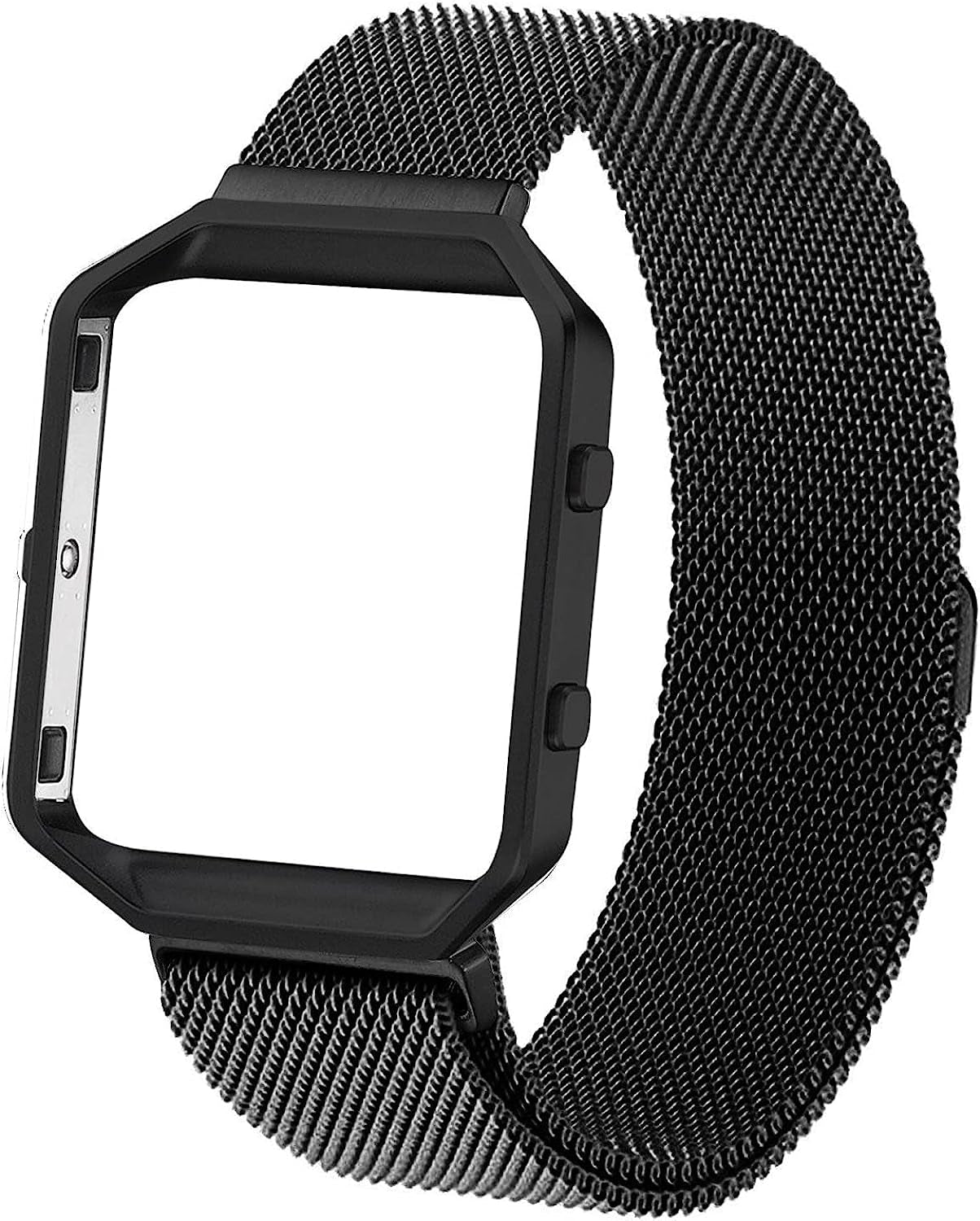Wongeto Metal Band Compatible with Fitbit Blaze Bands with Metal Frame,Stainless Steel Mesh Loop Adjustable Wristband Replacement Strap for Women Men Compatible with Fitbit Blaze Wongeto Black