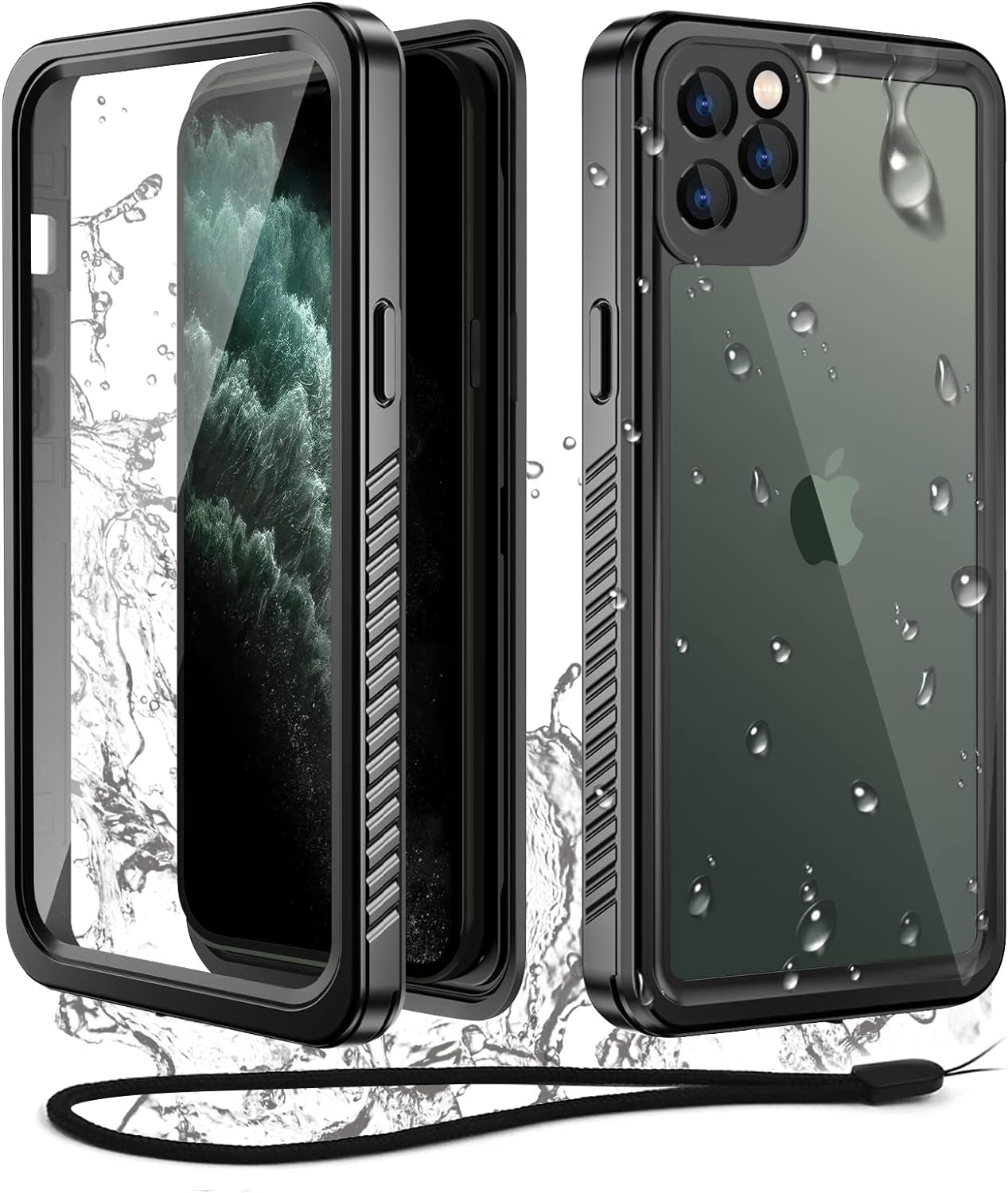 WIFORT for Iphone 12 Mini Waterproof Case Built-In Screen Protector Water Resistant Cover Protective Drop Protection Hard, Shockproof Full Body Defender Tough Military Grade - 5.4" Black WIFORT Black Iphone 11 Pro