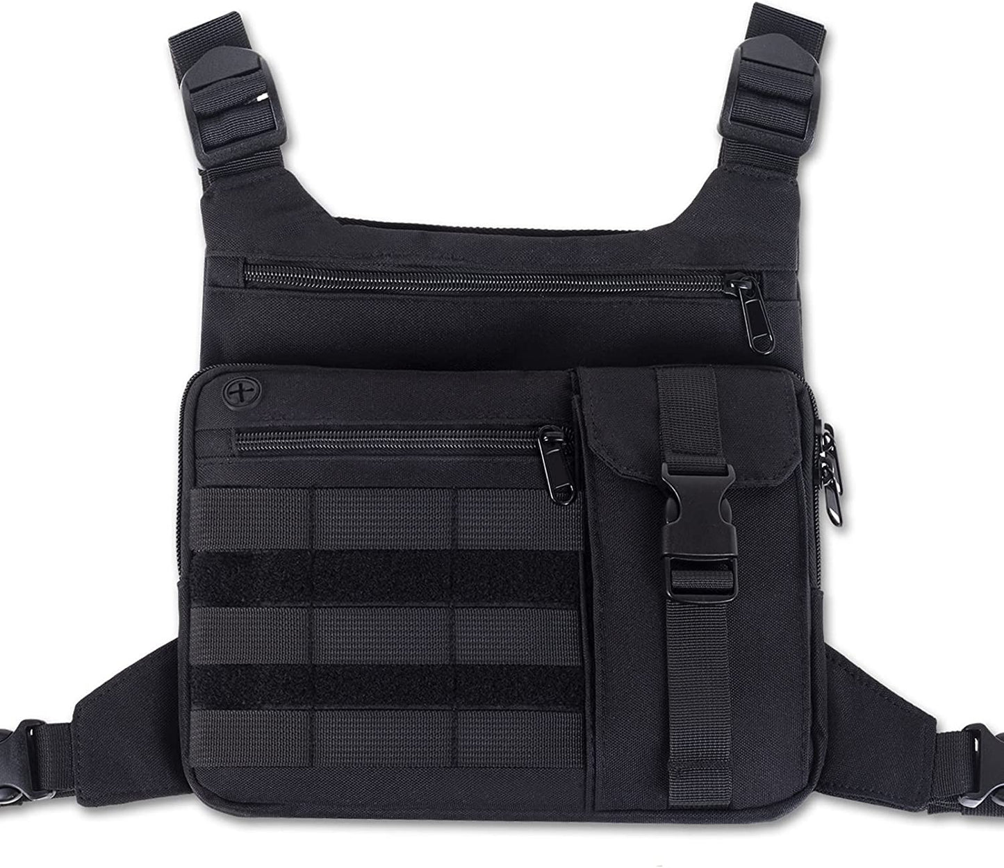 KINGSLONG Chest Bag Lightweight Chest Pack, Water Resistant Running Pack Phone Holder for Workouts, Running Backpack Vest with Pocket KINGSLONG black