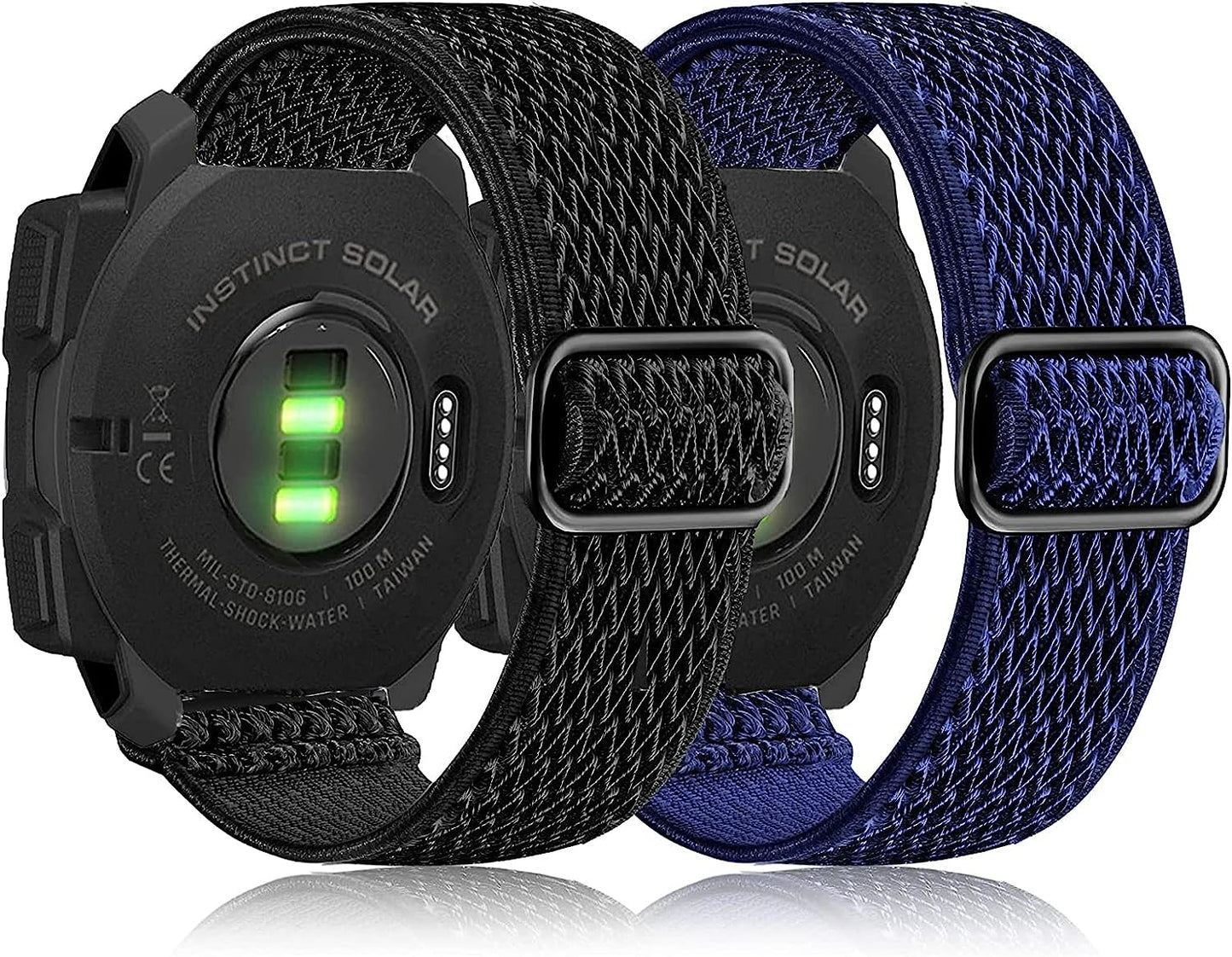 Olytop Elastic Watch Bands for Garmin Instinct/2 Solar, 22Mm Soft Stretchy Nylon Ultra-Light Wristband Replacement Strap Men Women for Garmin Instinct Tactical/Esports/Solar/Tide Smartwatch Olytop Wave Black+Blue