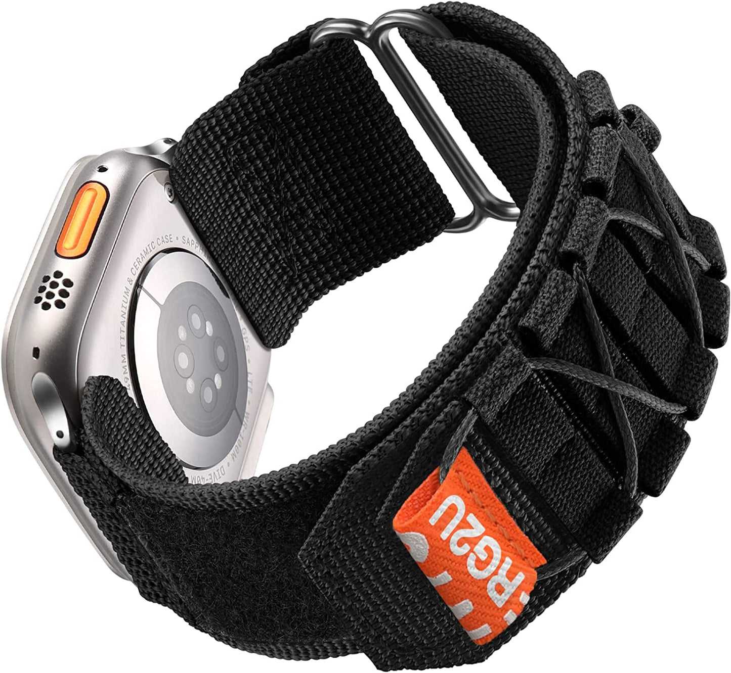 Odbeai Rugged Military Tactical Nylon Braided Sport Bands Compatible with Apple Watch 49Mm 45Mm 44Mm 42Mm for Men, Woven Solo Loop Designed Straps for Iwatch Series 8 7 6 5 4 3 2 1 SE Ultra Odbeai Black 42mm/44mm/45mm/49mm M