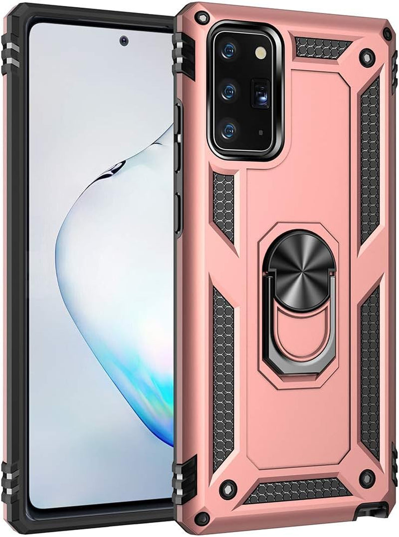 Military Grade Drop Impact for Samsung Galaxy Note 20 Case Note 20 5G Case 360 Metal Rotating Ring Kickstand Holder Armor Heavy Duty Shockproof Case for Galaxy Note 20 5G Phone Case (Sliver) Dionsibei Rose Gold